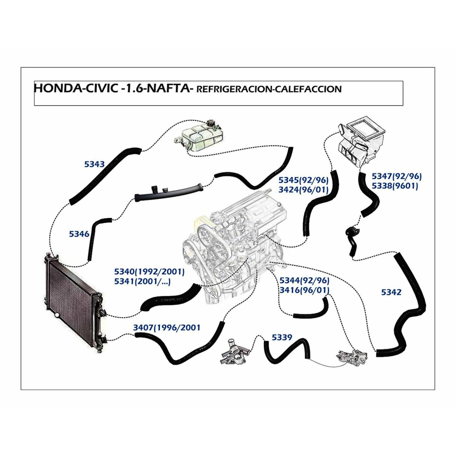 Manguera Calefaccion Honda Civic 92-95 1.5 Gasolina 1.6