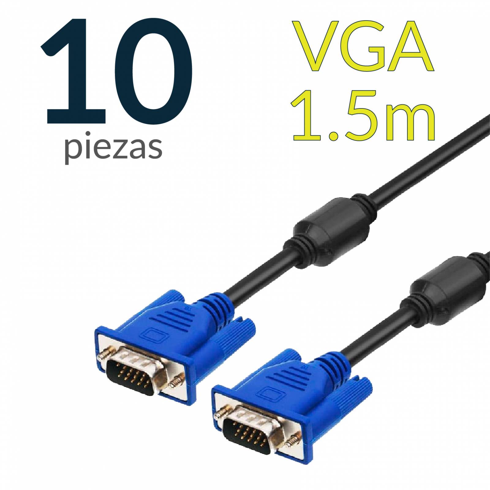 Paquete de 10 Cables VGA macho a macho de 1.5 metros