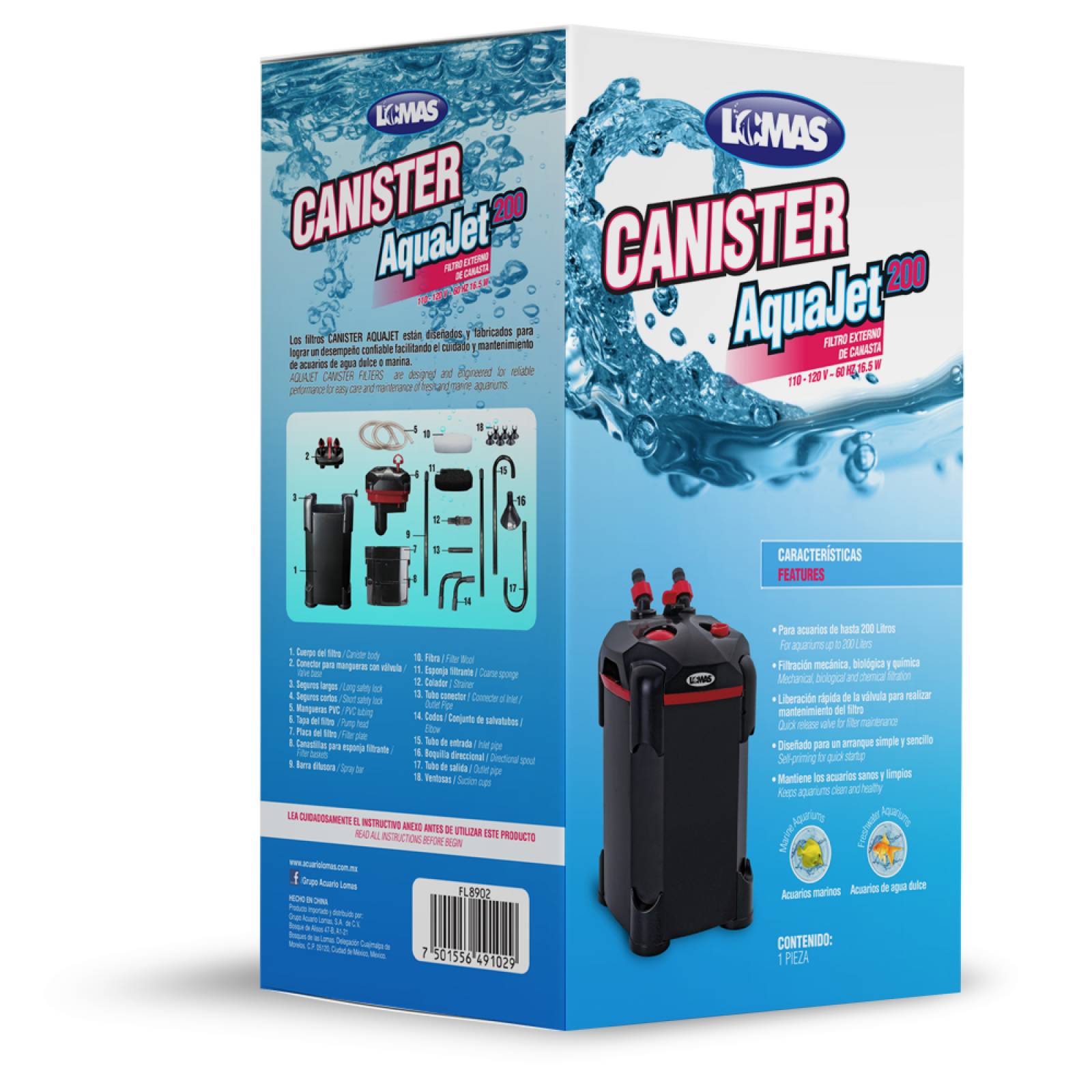 Filtro Externo Canister Aquajet 200 L