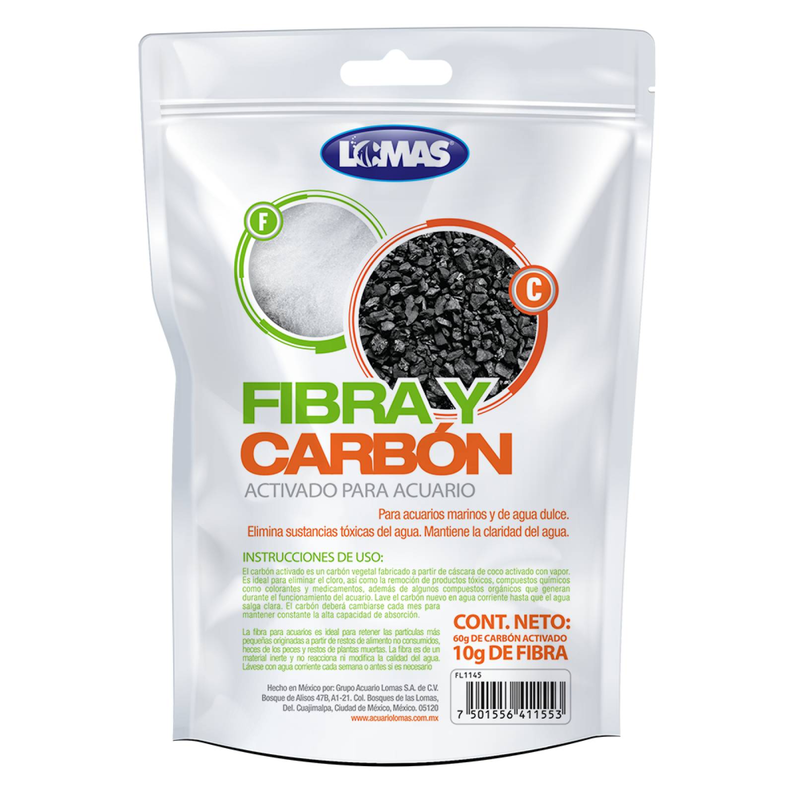 Fibra Y Carbon Activado P/Acuario