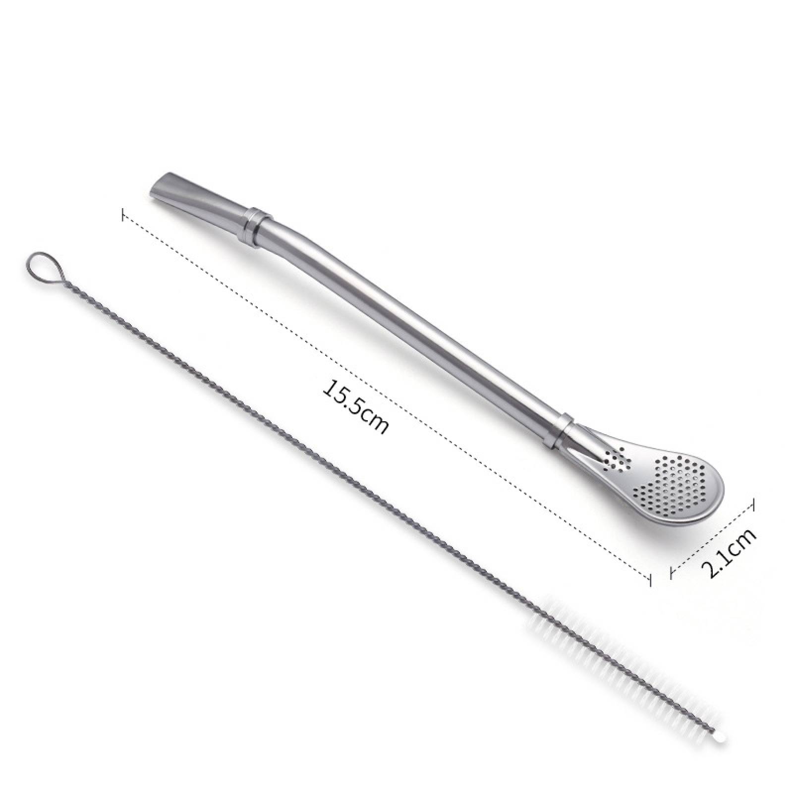 Set de Matera, vaso, bombilla y cepillo acero inoxidable Azul