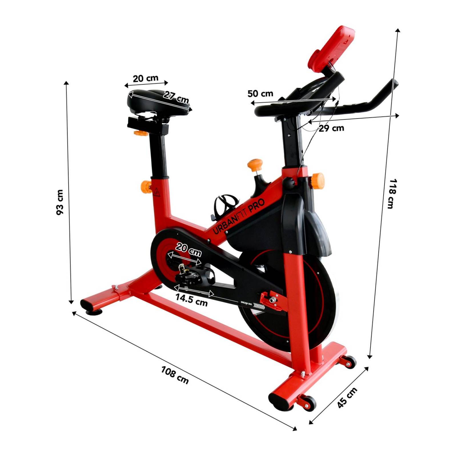 Bicicleta fija para spinning Urbanfit Pro Roja