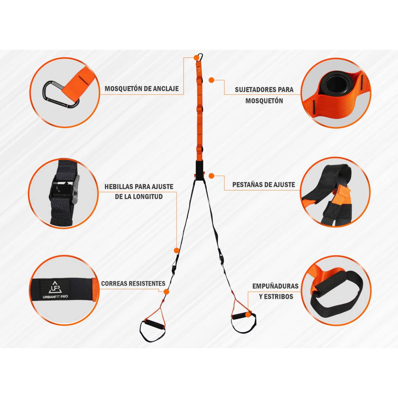 Sistema De Cuerdas Trx Para Suspensión Profesionales Naranja