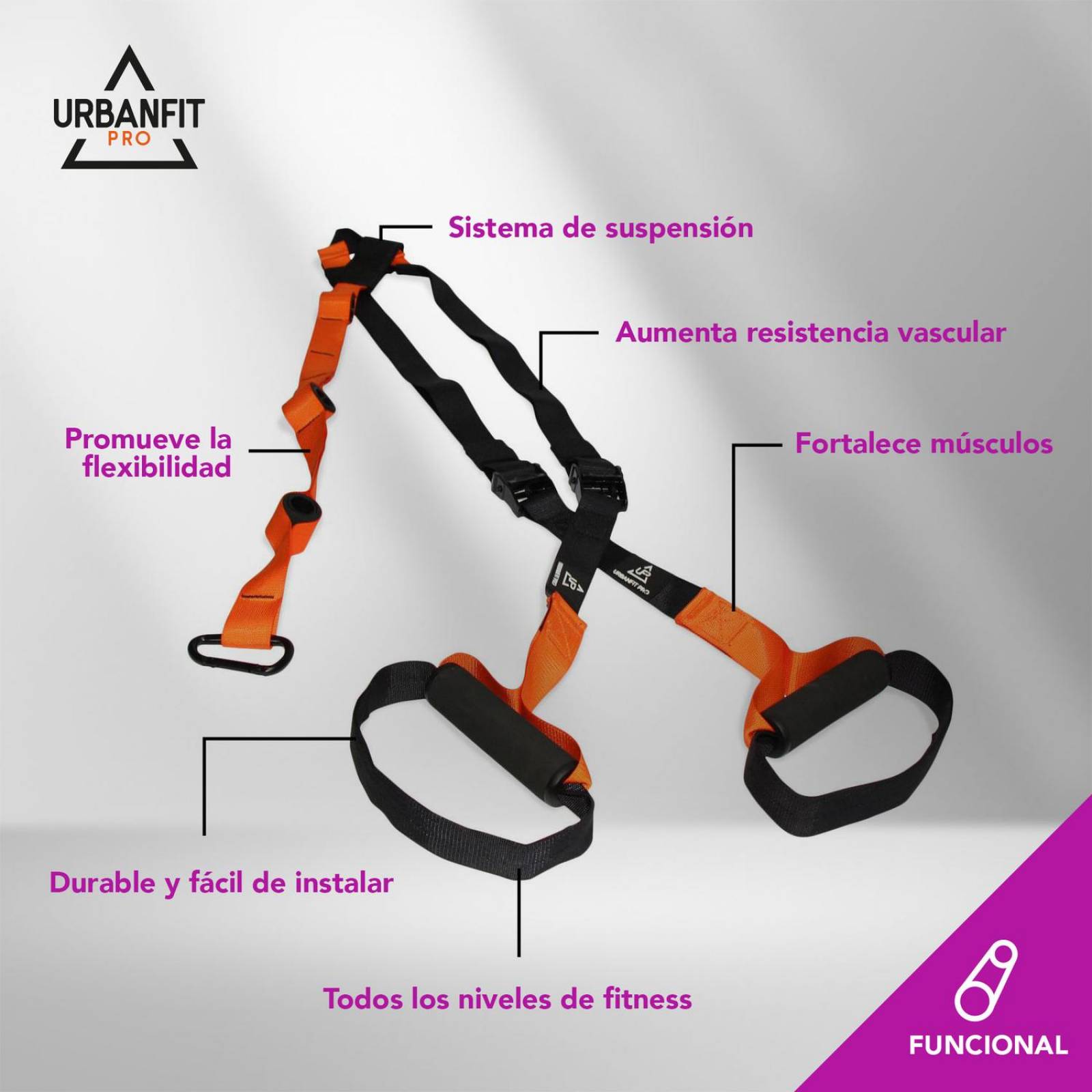Sistema De Cuerdas Trx Para Suspensión Profesionales Naranja