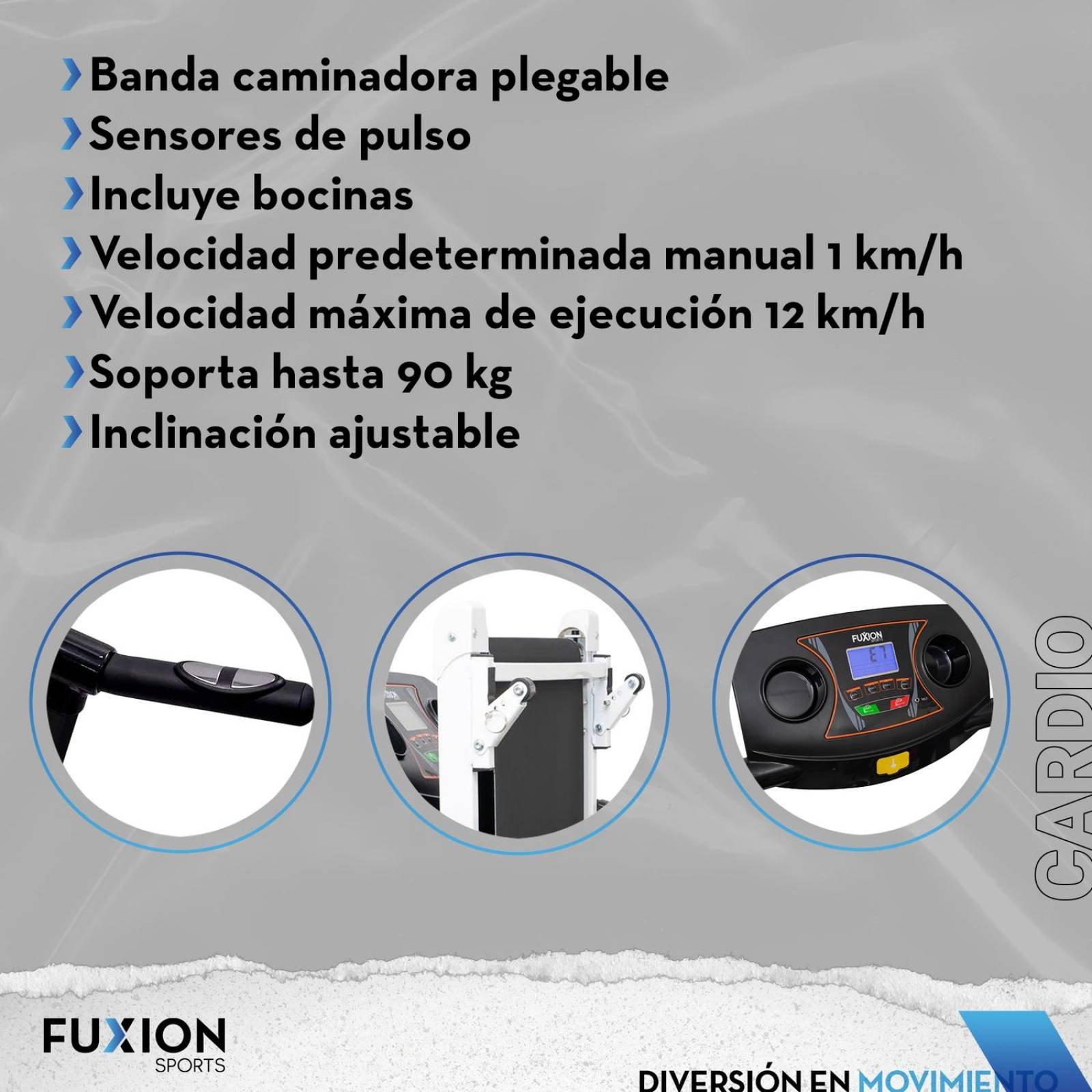 Caminadora Fuxion Sports Eléctrica Digital 1.5 HP Blanco