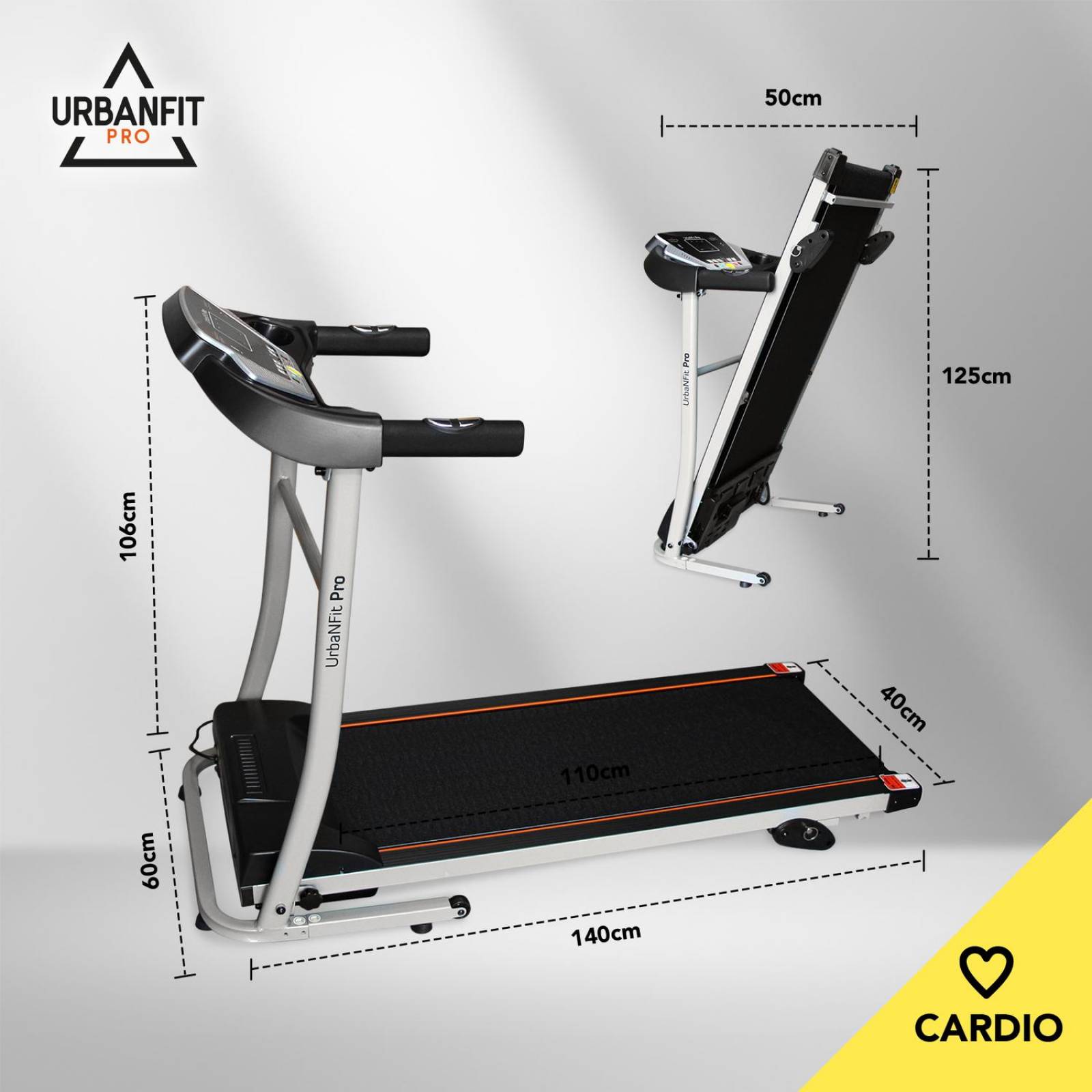 Caminadora UrbanFit Pro Eléctrica 1.75HP Negra UrbanFit Pro