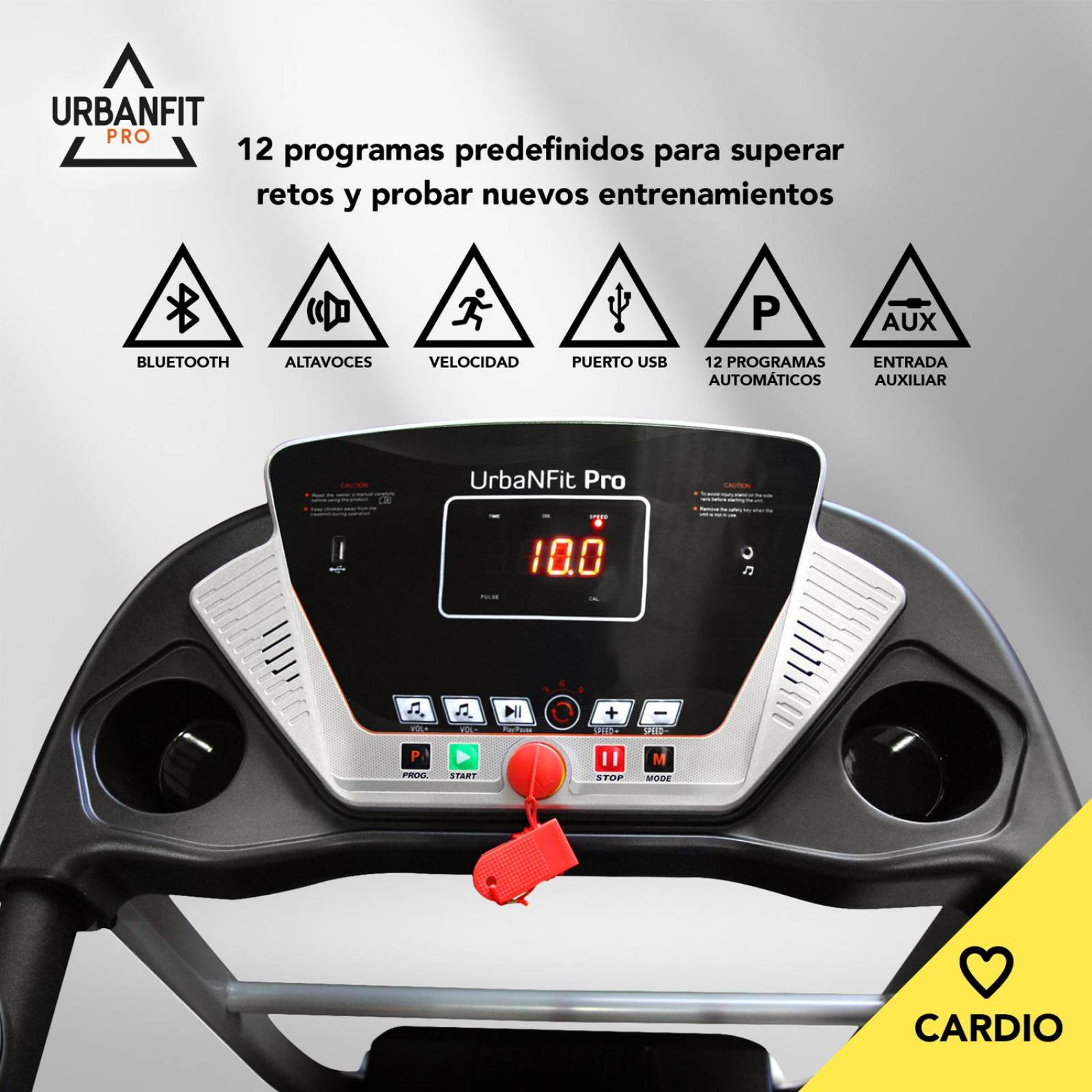 Caminadora UrbanFit Pro Eléctrica 1.75HP Negra UrbanFit Pro