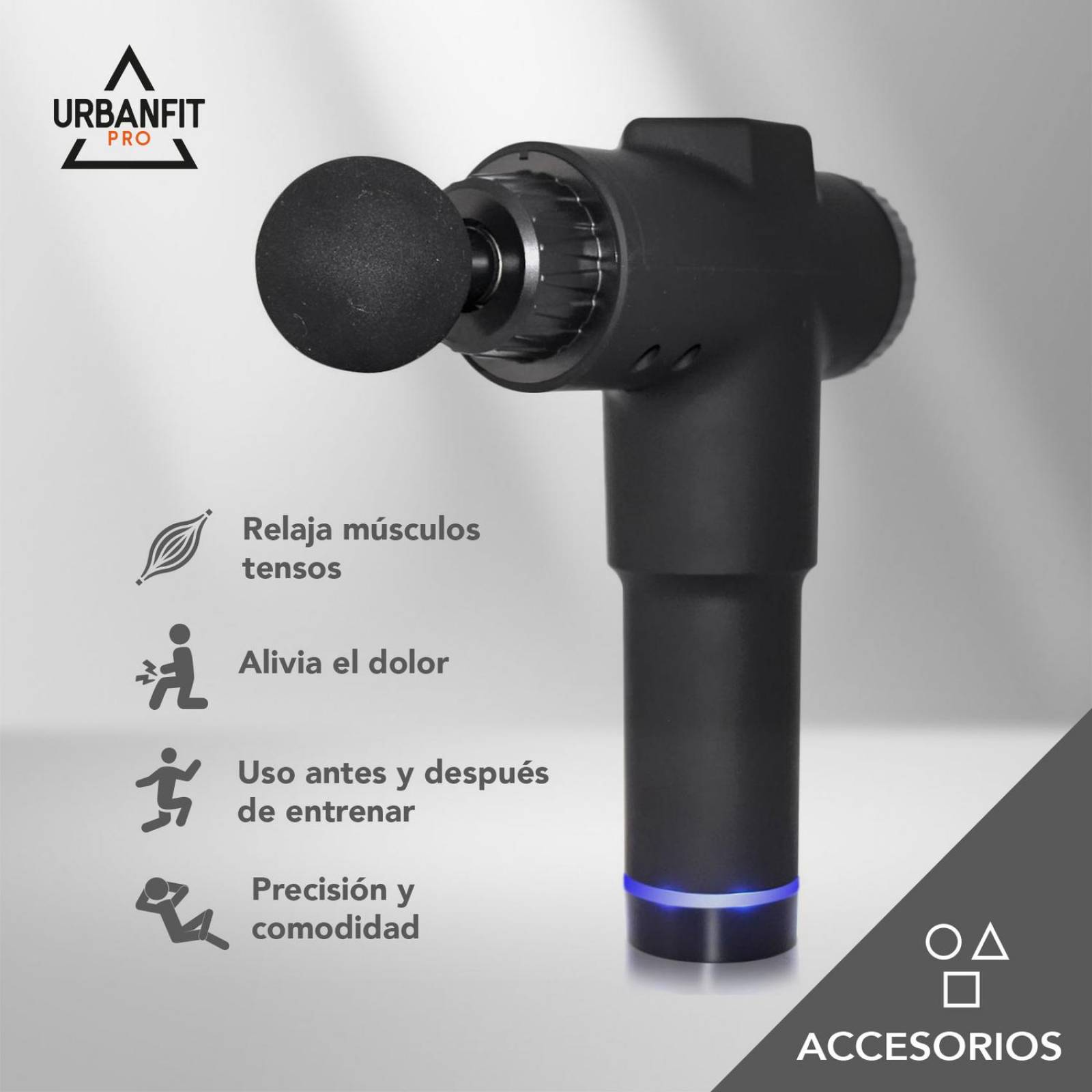 Pistola Masajeadora de Músculos 32 Velocidades Pantalla LCD Negro