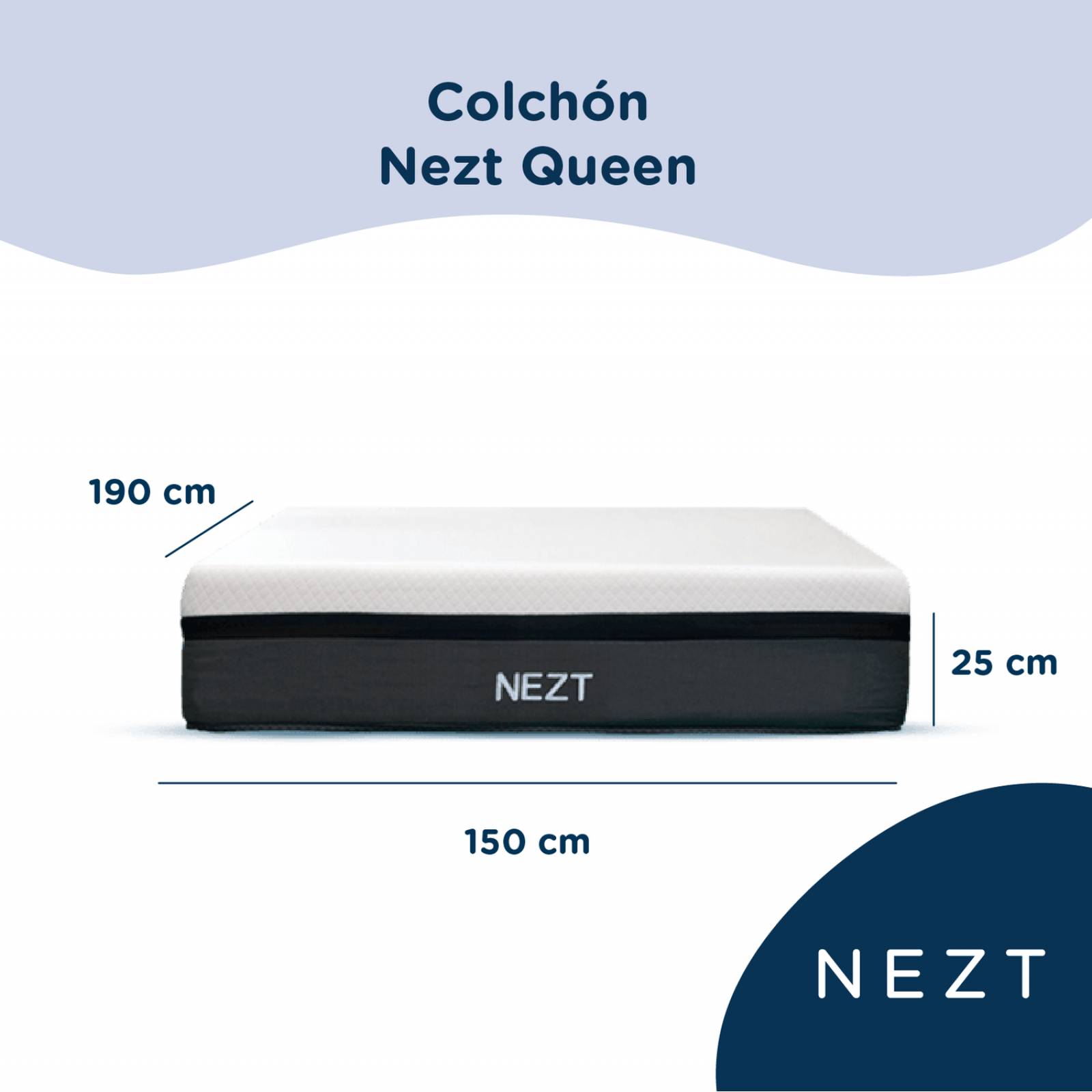 Colchón Nezt Queen Memory Foam + Viscolastic (Semi Firme) - Blanco