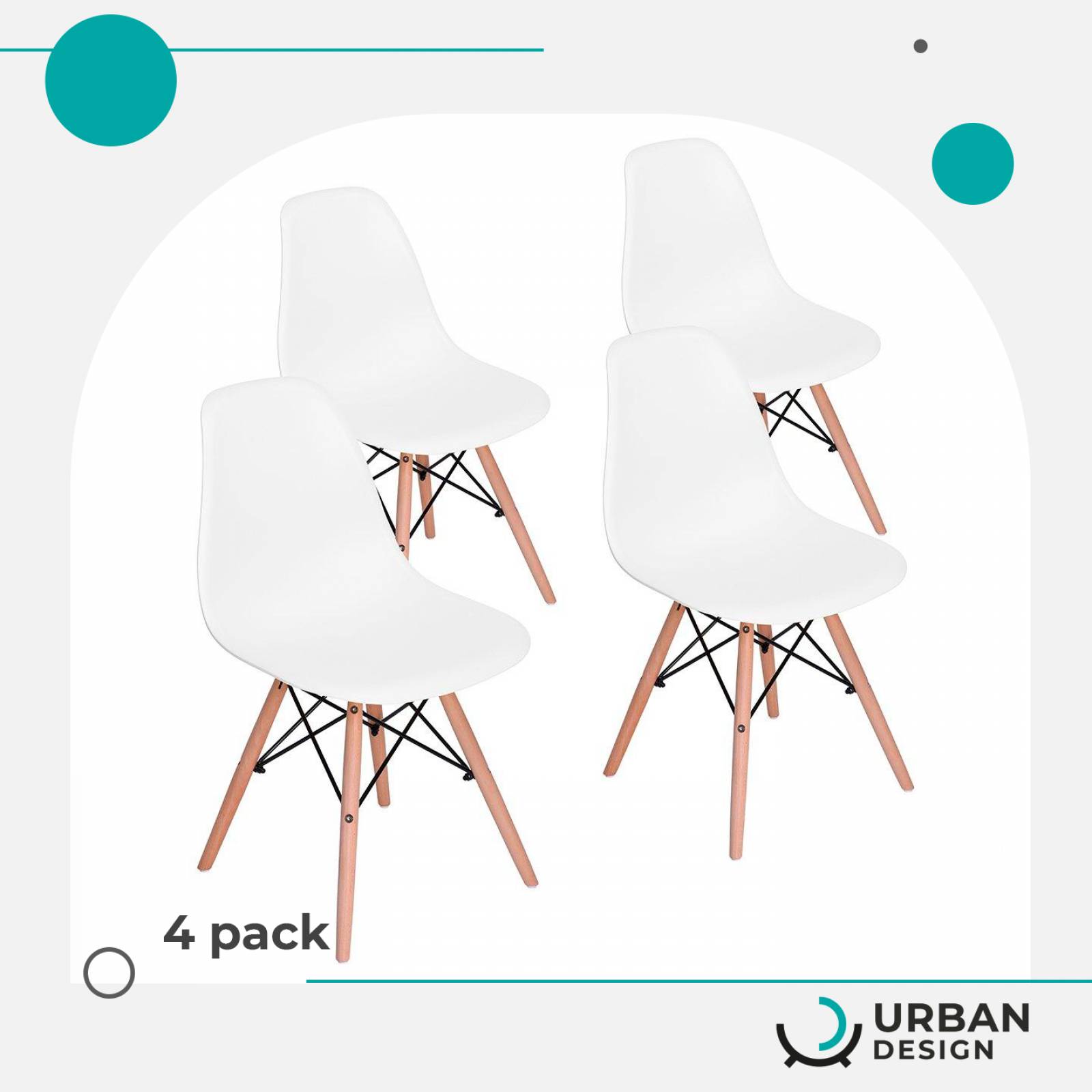 Set 4 Sillas Eames Minimalista - BLANCO