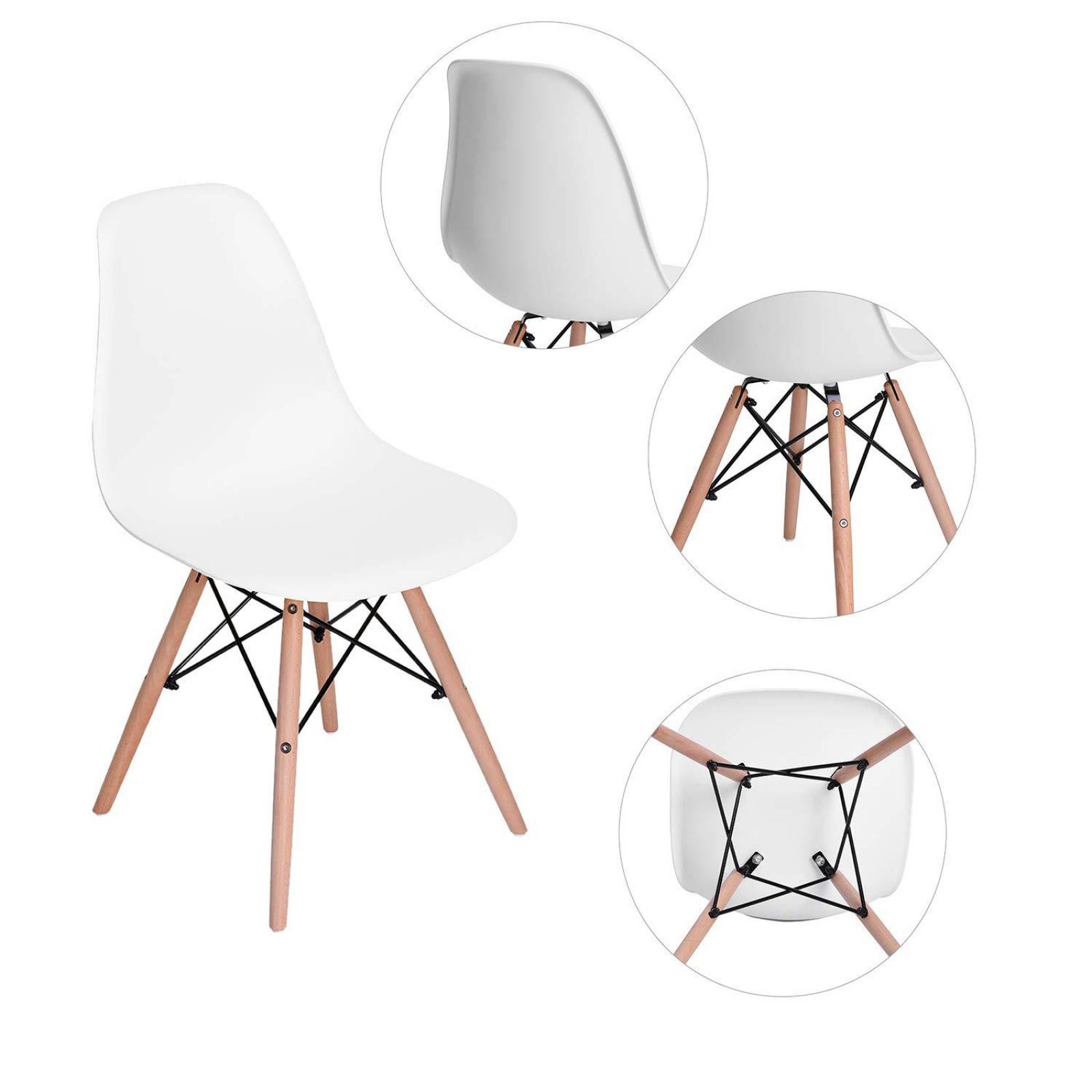 Set 4 Sillas Eames Minimalista - BLANCO