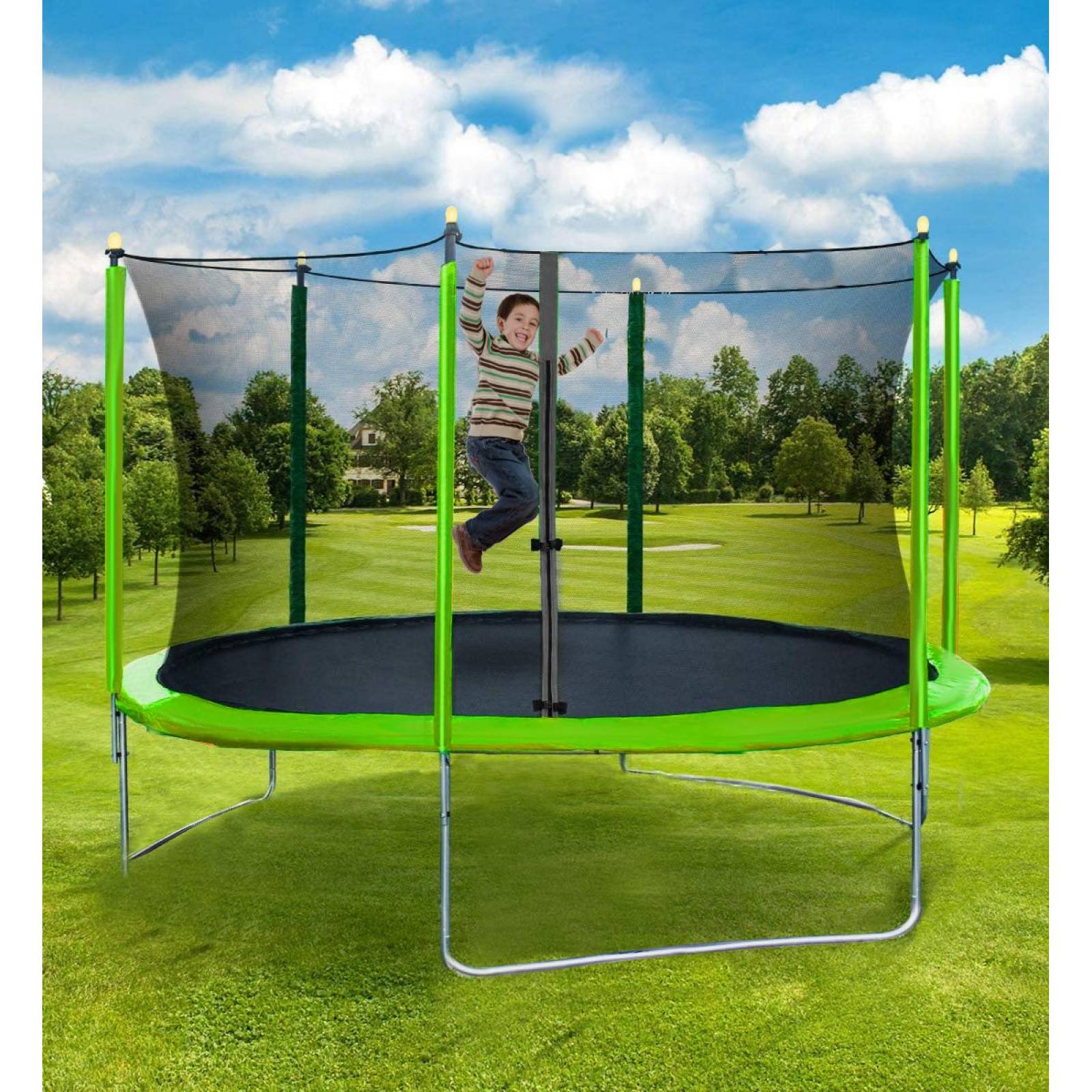 Trampolín Brincolín De 10 Pies 3.04m Diámetro - Verde/Negro