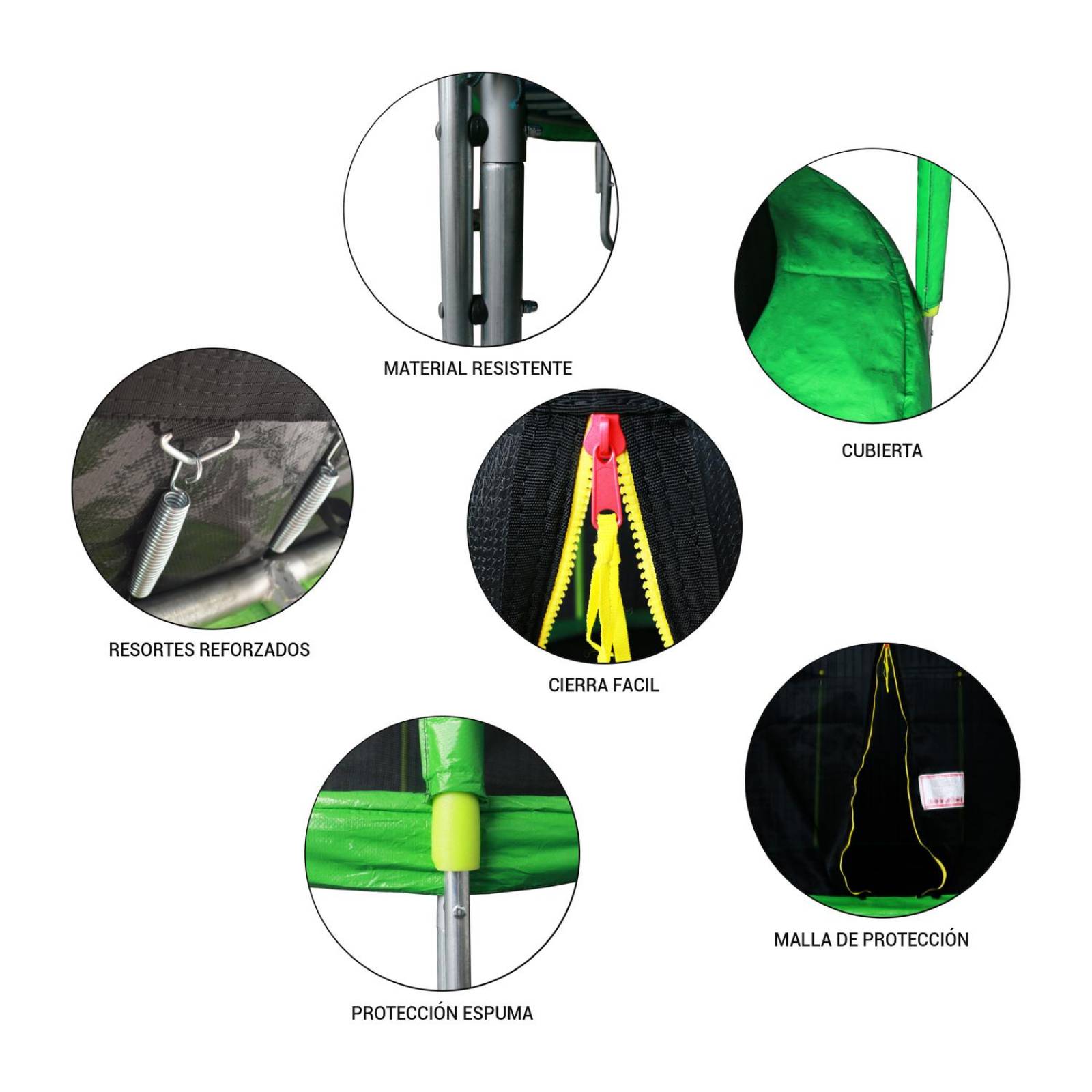 Brincolin Trampolín Infantil 8 Ft 2.43 Mts Diámetro - Verde/Negro