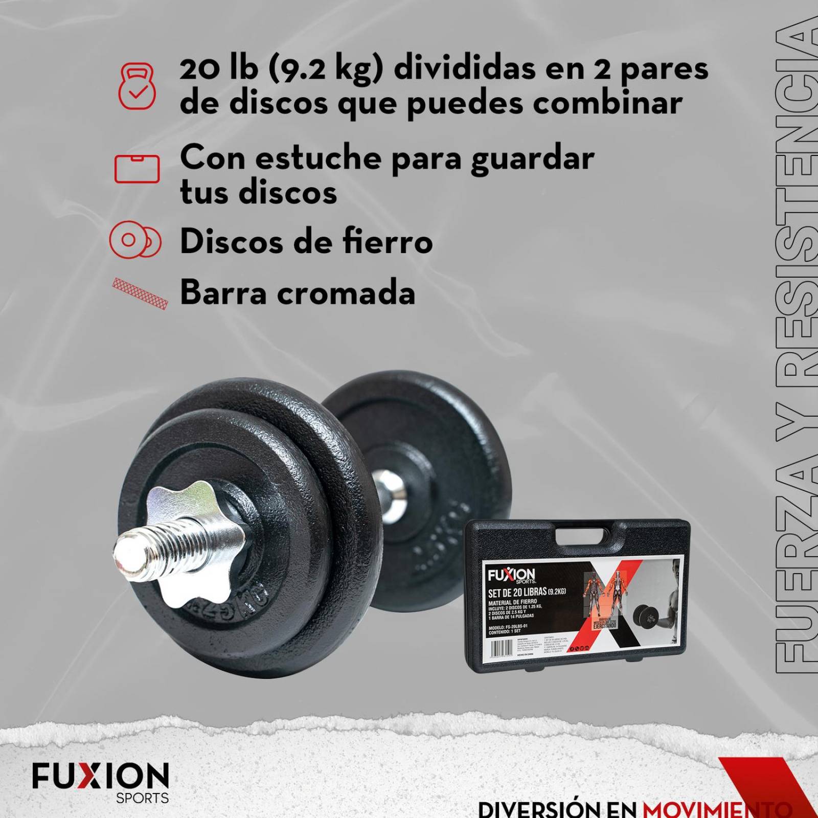 Set De 20 Libras De Discos Con Estuche Negro