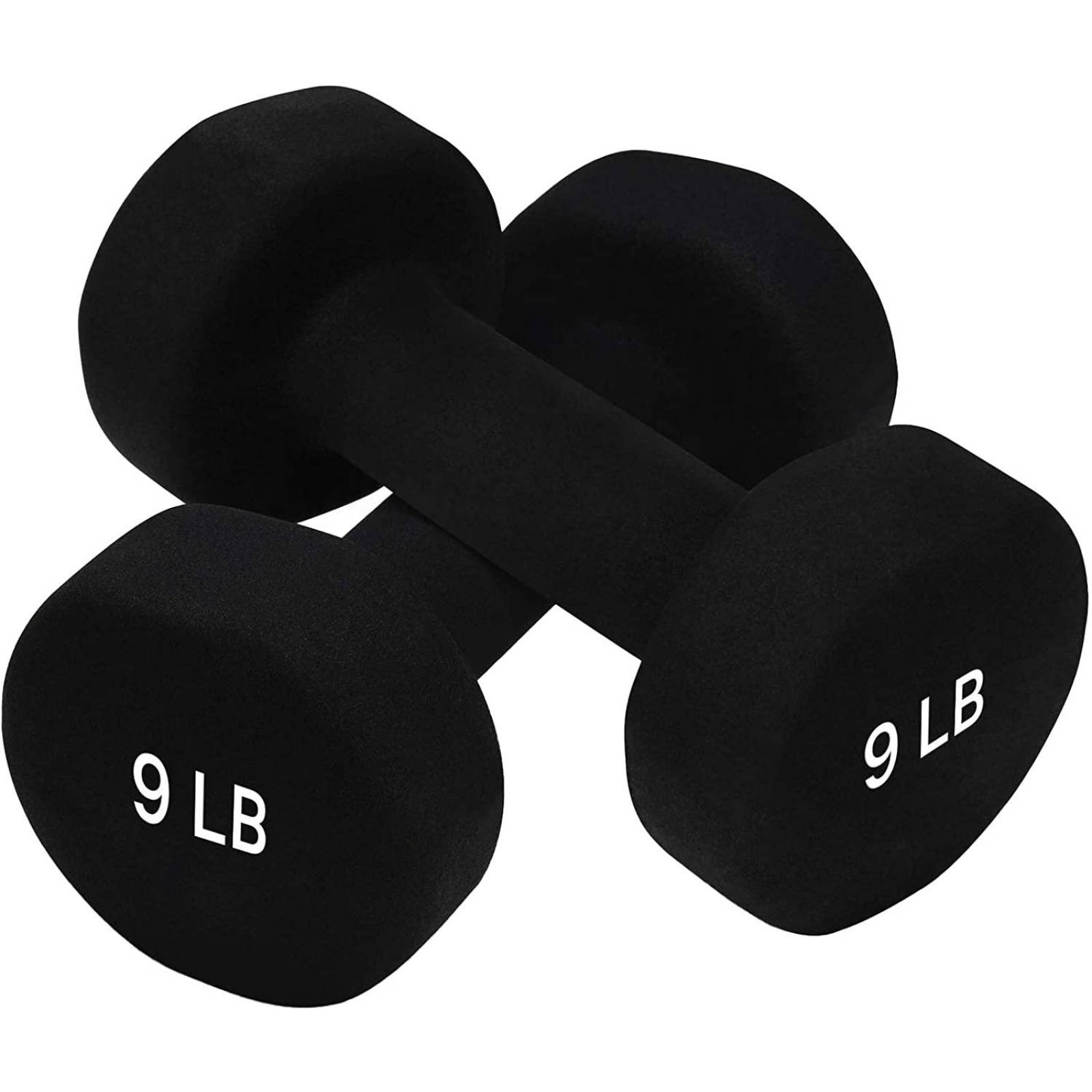 2 Mancuernas Circulares De Fierro Cubierta De Neopreno 9lb Negro