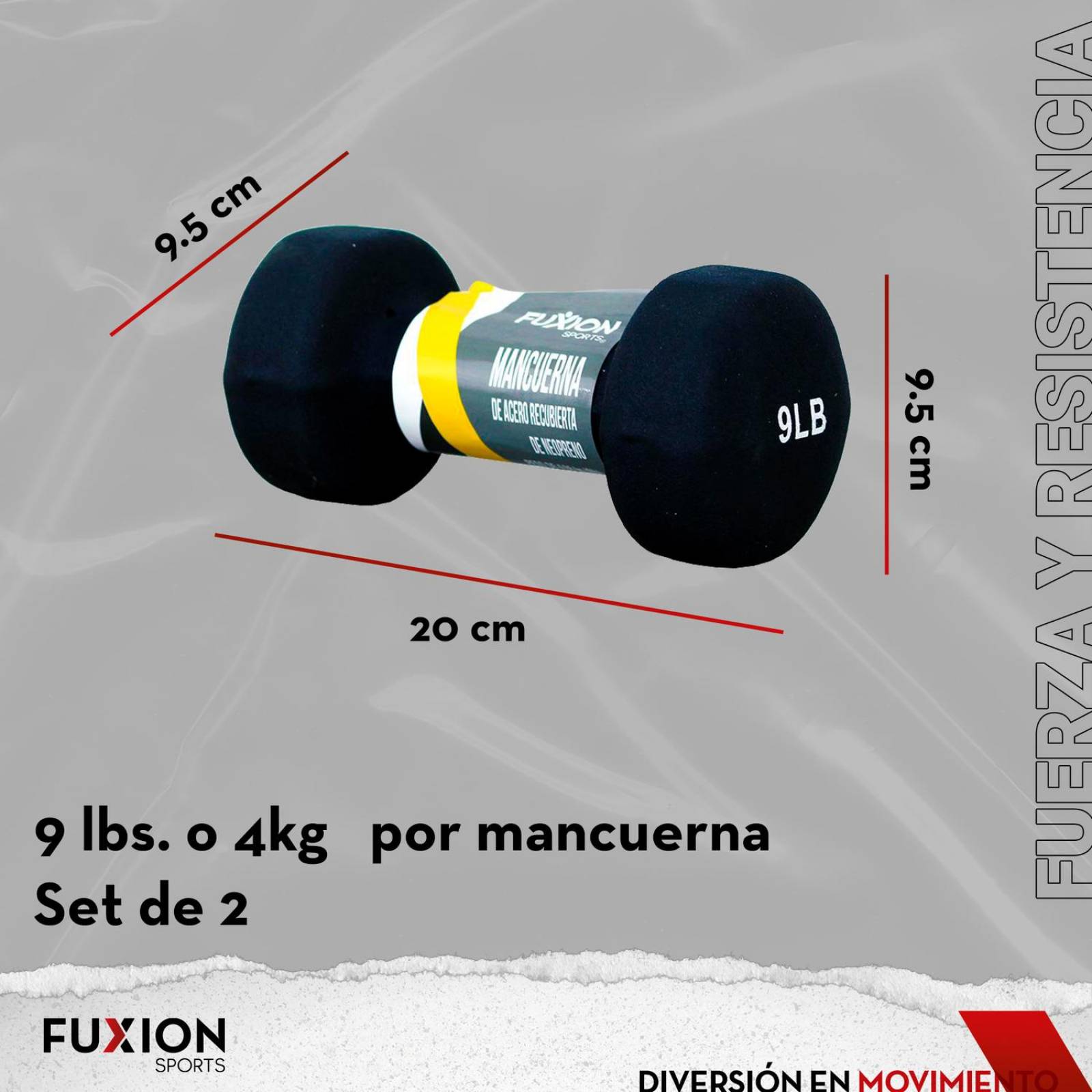 2 Mancuernas Circulares De Fierro Cubierta De Neopreno 9lb Negro