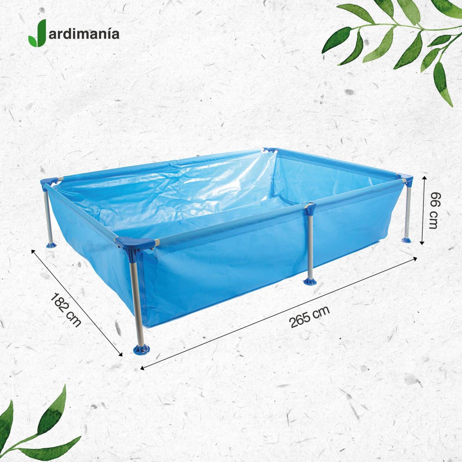Alberca armable Rectangular Azul 265x182x66cm