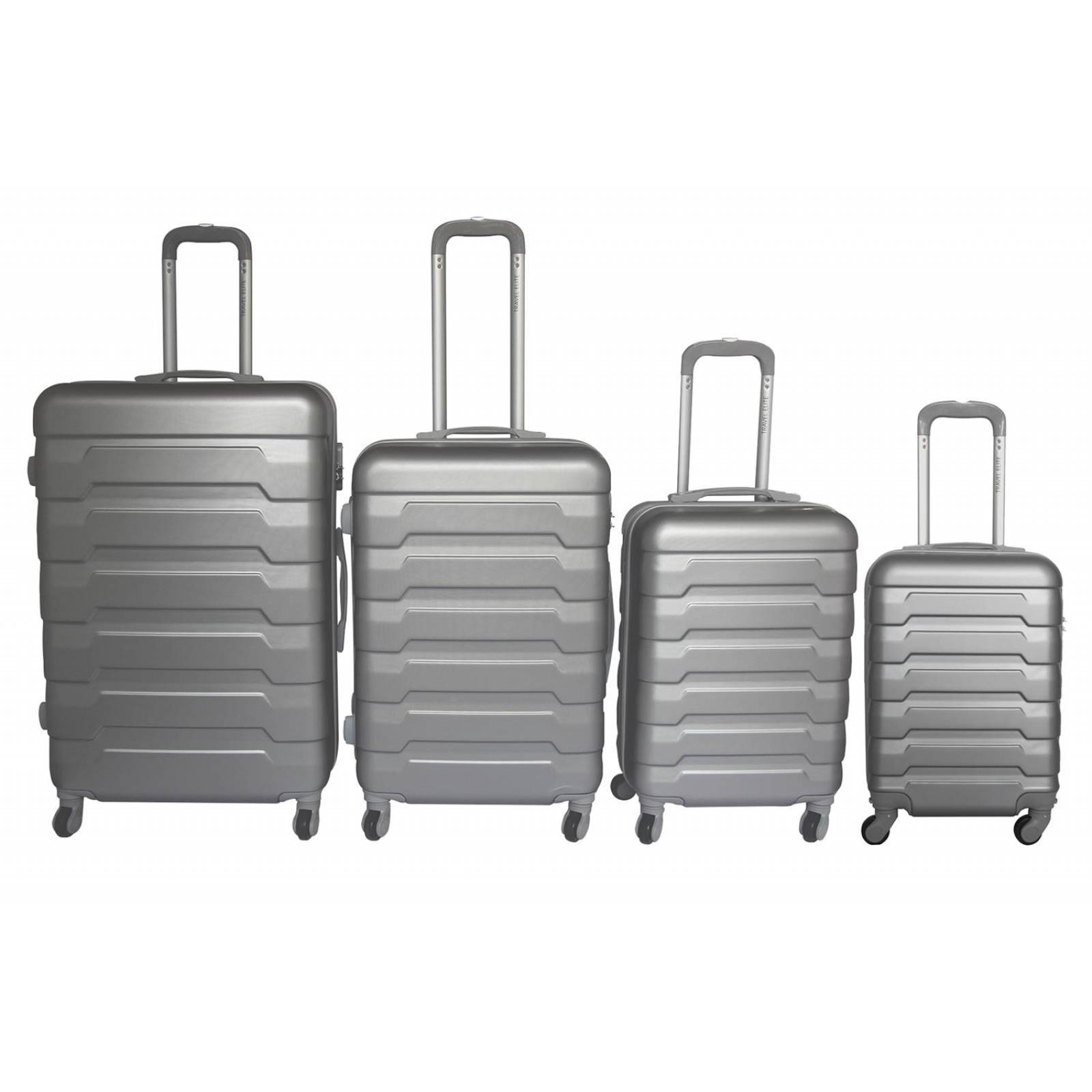 Set 4 Maletas Viaje Policarbonato Plateado - Líneas rectas