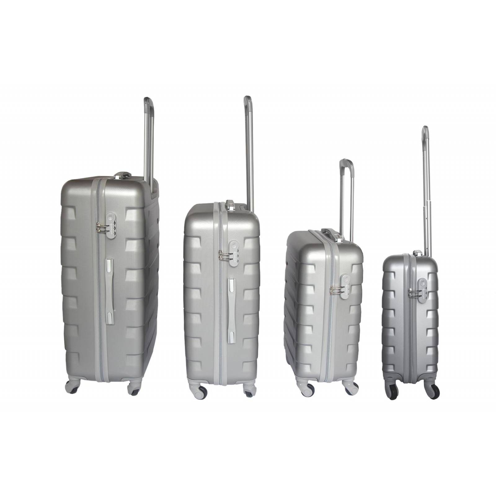 Set 4 Maletas Viaje Policarbonato Plateado - Líneas rectas