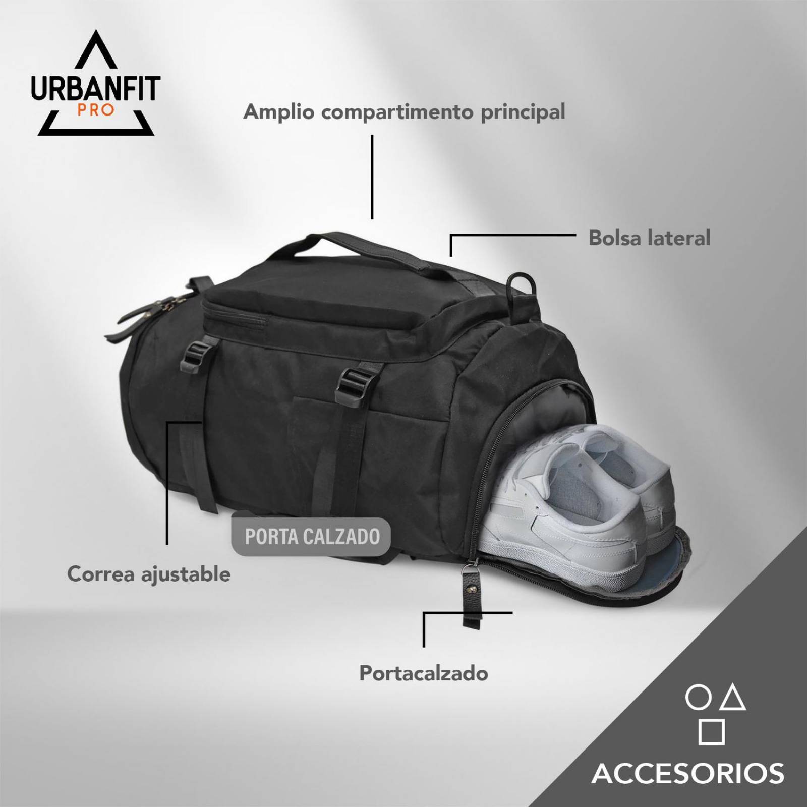 Mochila Backpack Gym Porta Zapatos Negra