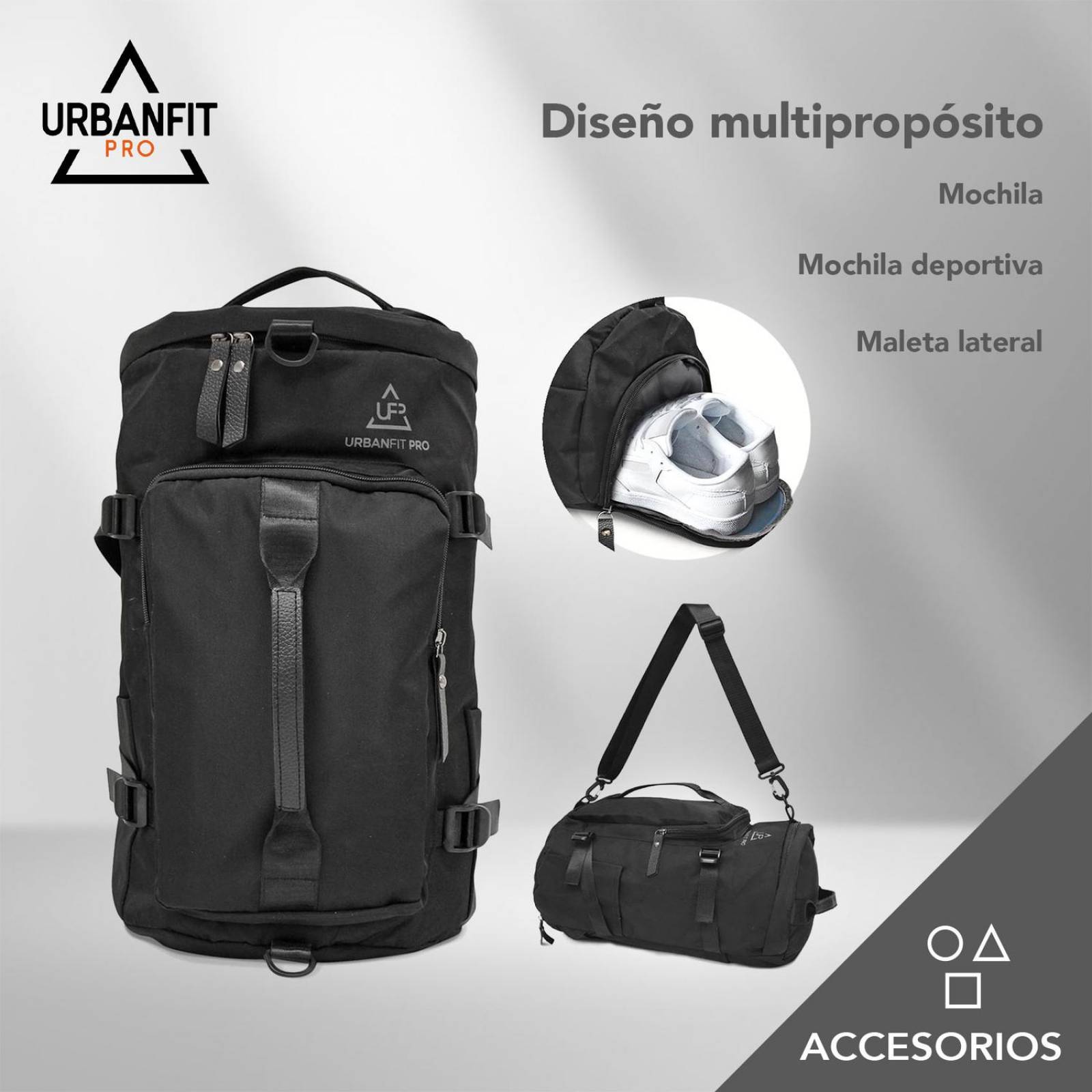Mochila Backpack Gym Porta Zapatos Negra