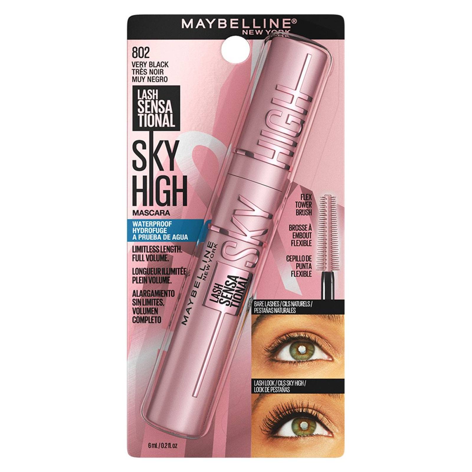 Máscara Para Pestañas Lash Sensational Sky High A Prueba De Agua, De Maybelline New York