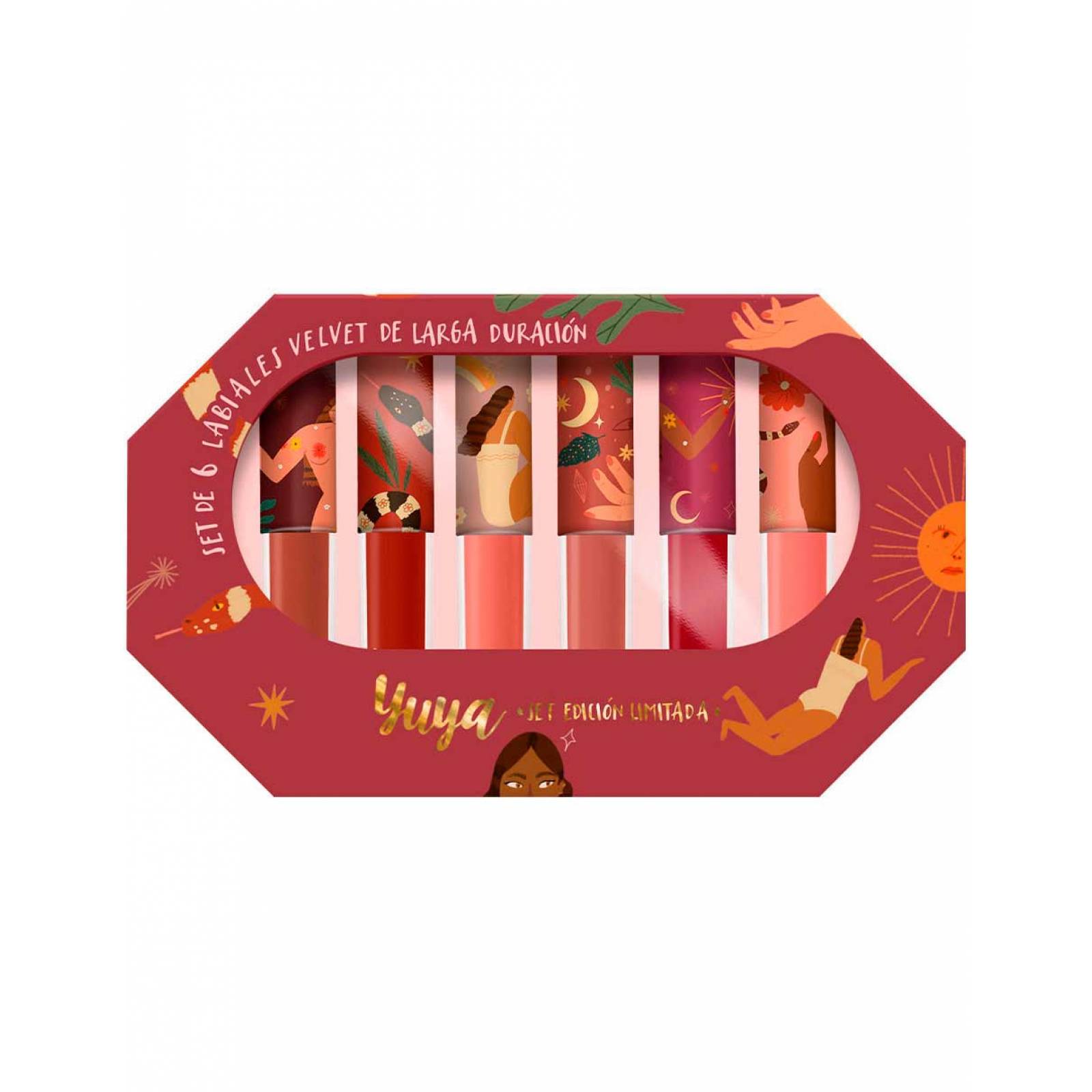 Yuya - Pack 6 Labiales Velvet Edición Limitada - Kalon, Conmigo, Quizá, Encuentro, Viaje, Binomio