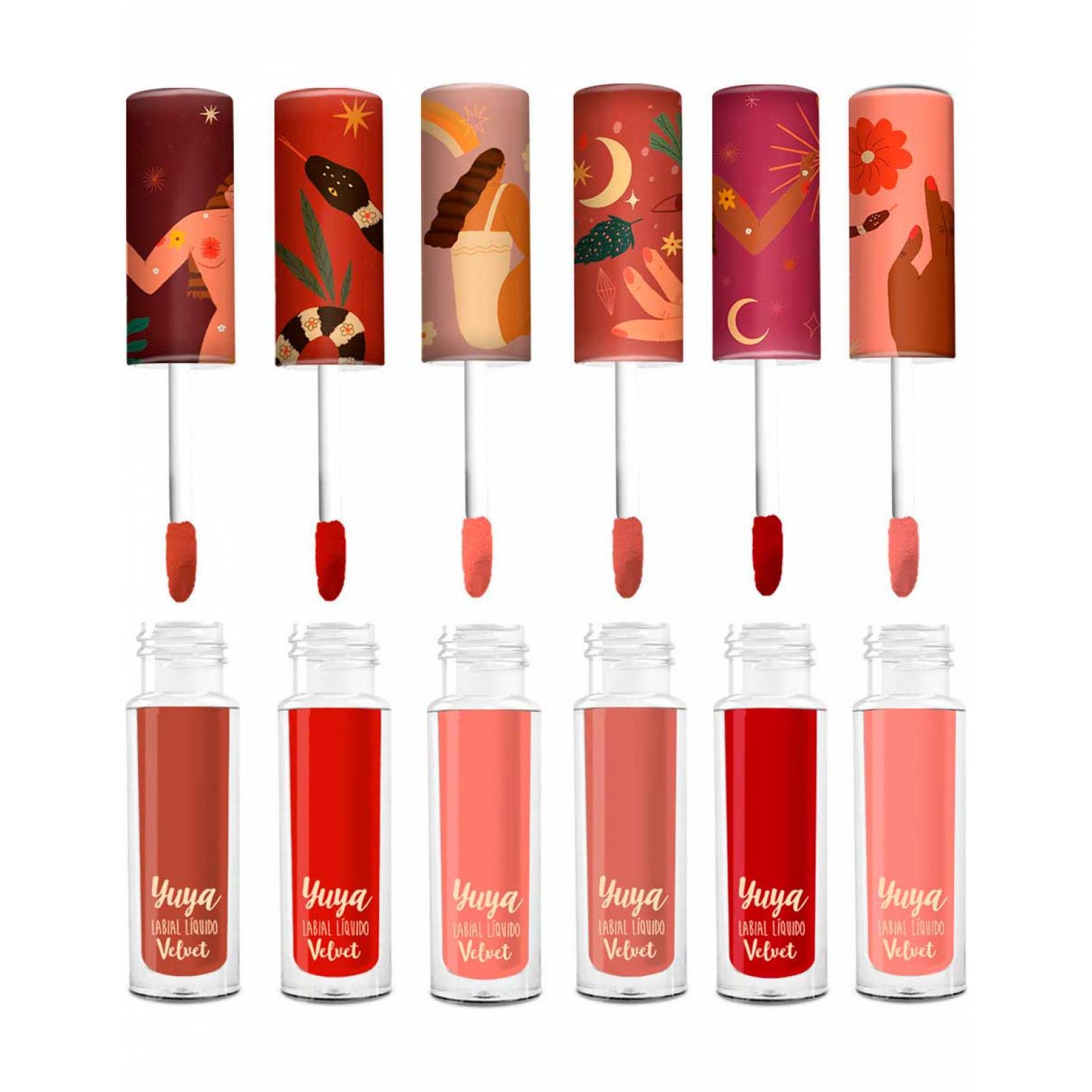 Yuya - Pack 6 Labiales Velvet Edición Limitada - Kalon, Conmigo, Quizá, Encuentro, Viaje, Binomio