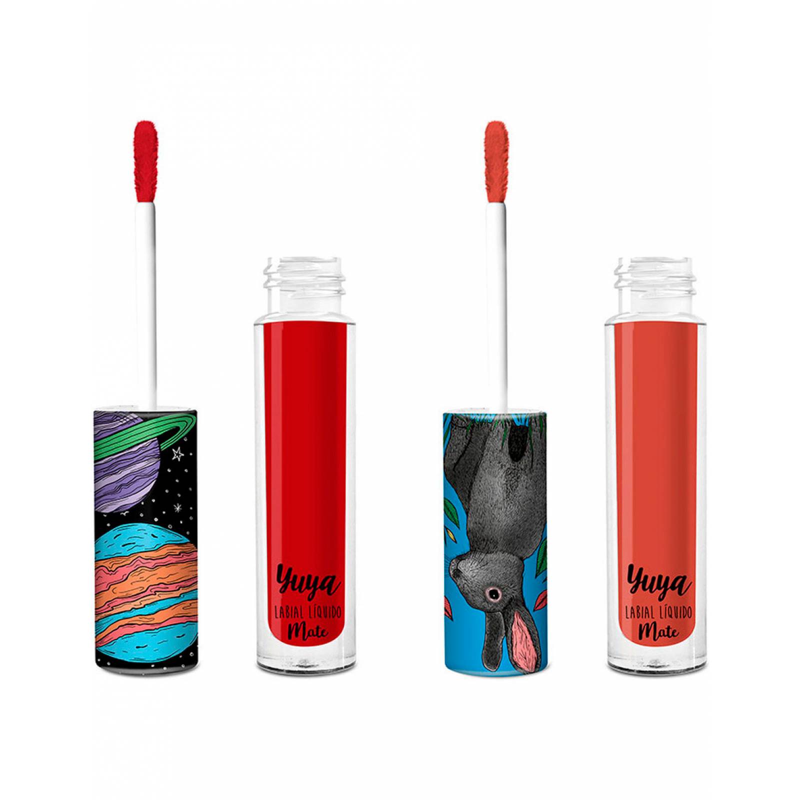 Yuya - Paquete 4 Labiales líquidos Mate - Sirena(Chocolate), Te quiero (Marron) , Mi amor (Rojo intenso), Quédate (Ladrillo)