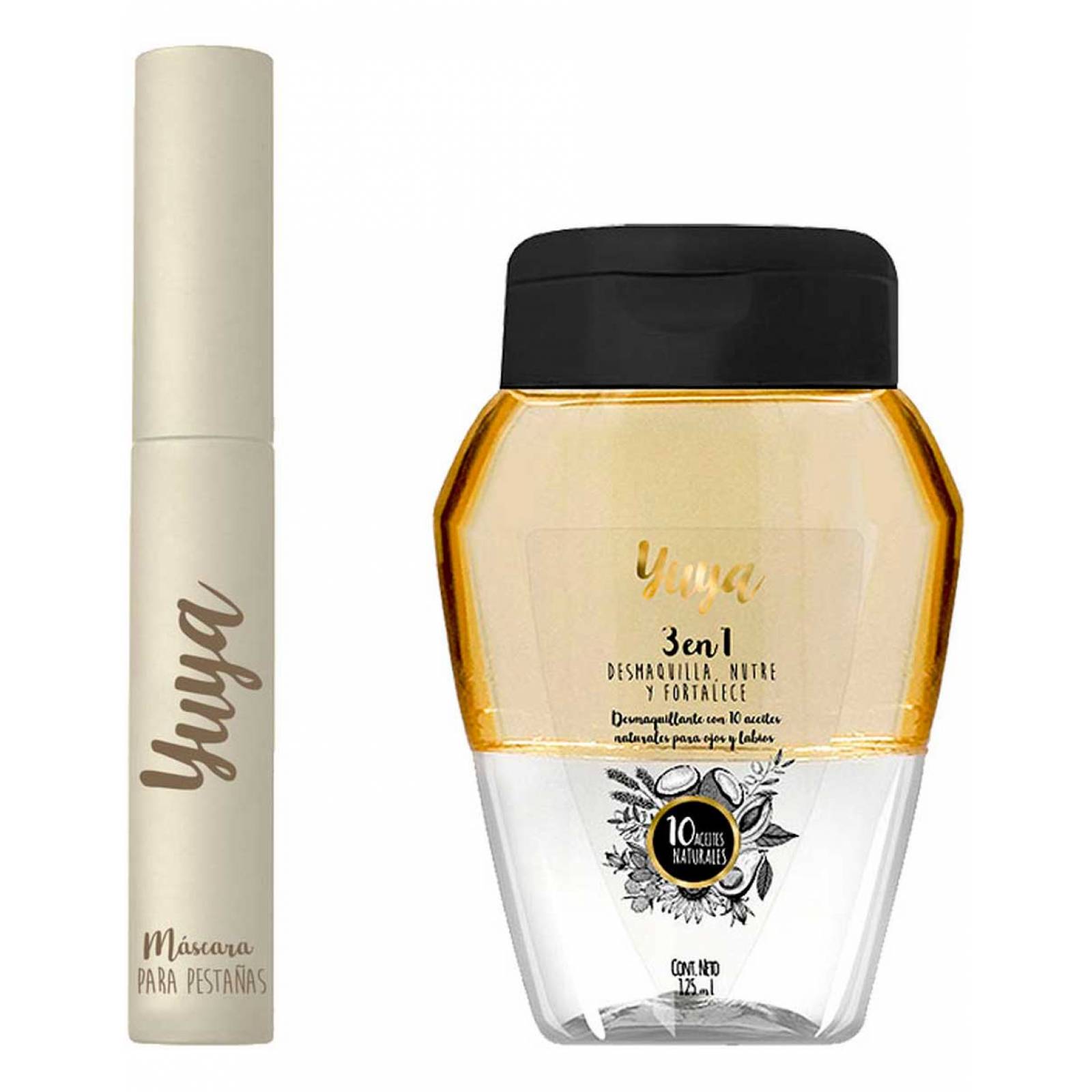 Yuya - PACK Mascara de 10 aceites 10g + desmaquillante 3 en 1, 125 ml