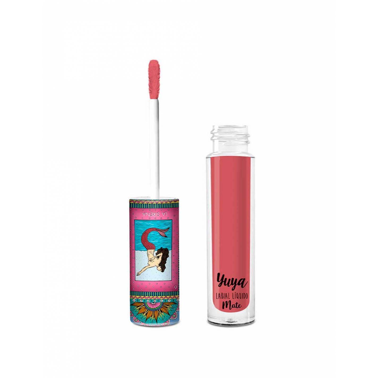 Yuya - Polvo traslúcido con ingredientes naturales 16g + Labial Liquido Mate "La Sirena" Color Chocolate, 3g