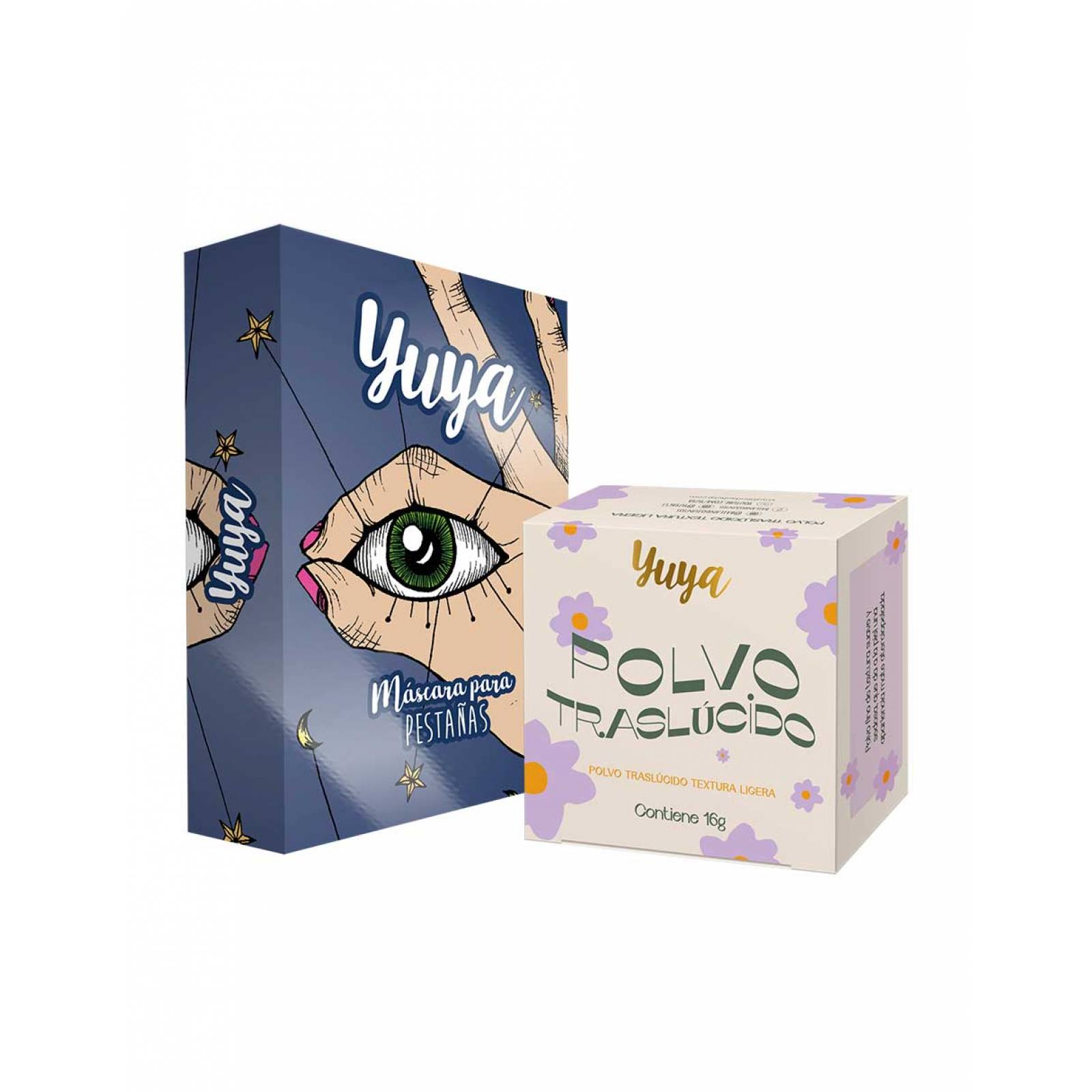 Yuya - Polvo traslúcido con ingredientes naturales 16g + Máscara Para Pestañas Yuya 10g