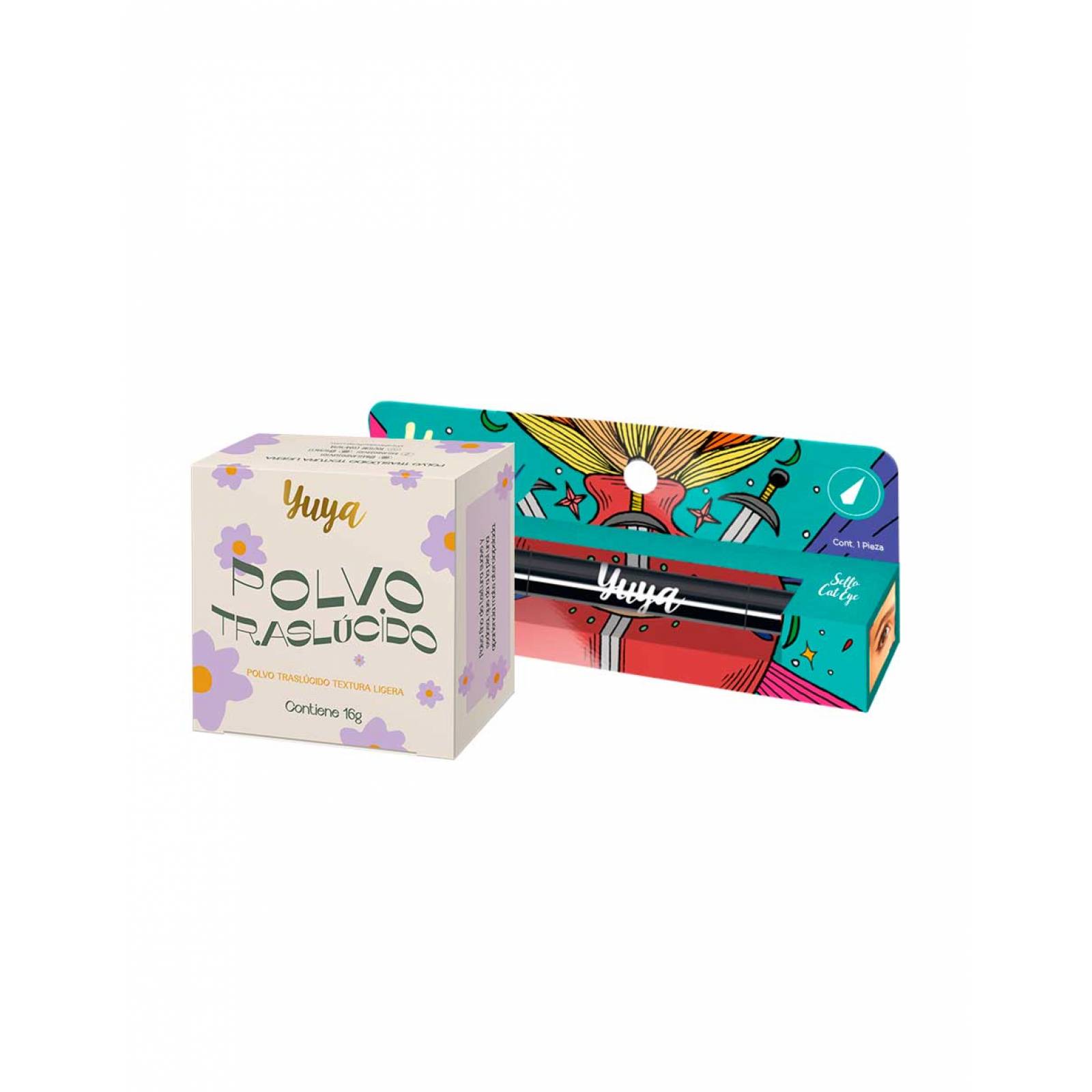 Yuya - Polvo traslúcido con ingredientes naturales 16g + Delineador Cat Eye