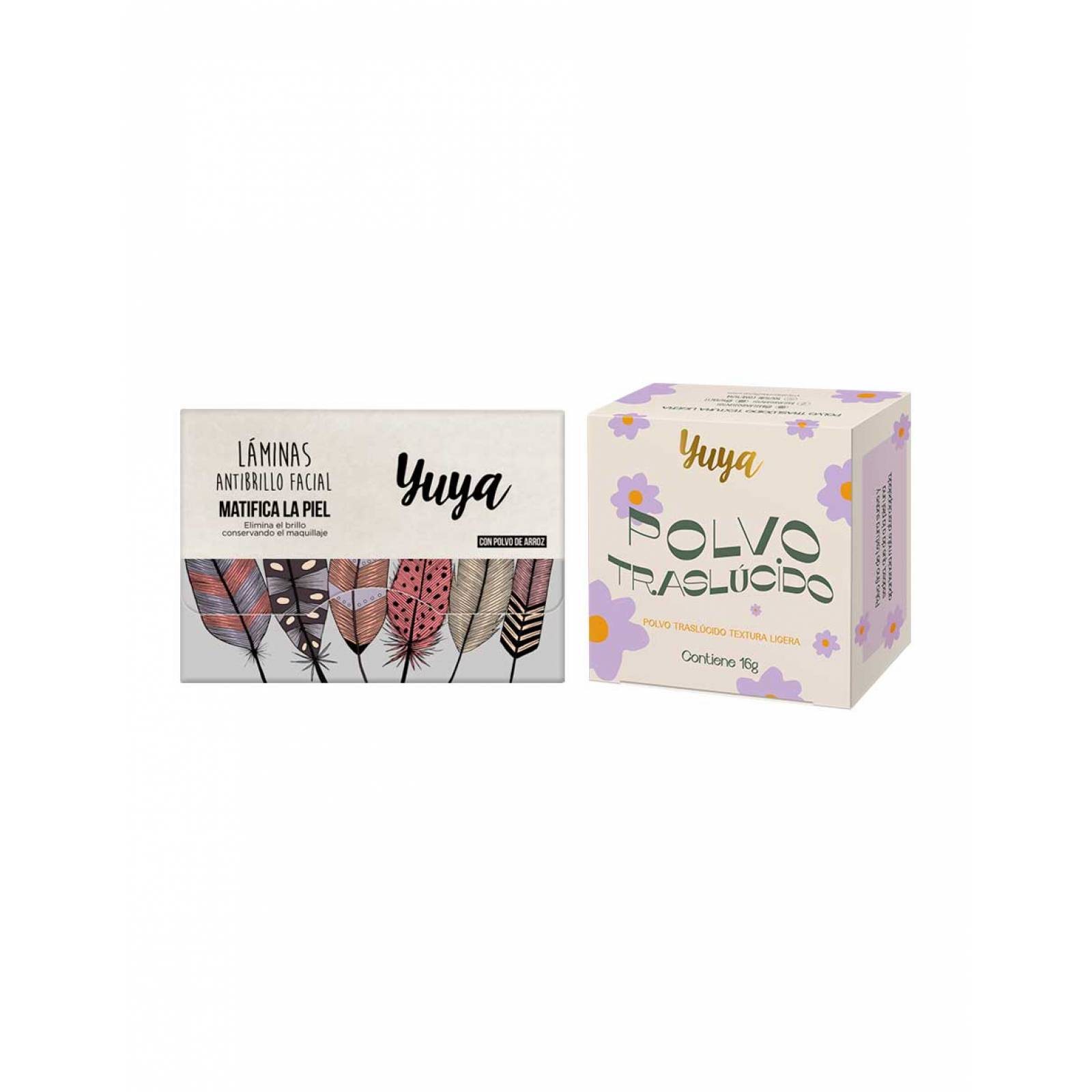 Yuya - Polvo traslúcido con ingredientes naturales 16g + Set Papel arroz "Serendipia" 50 pzas