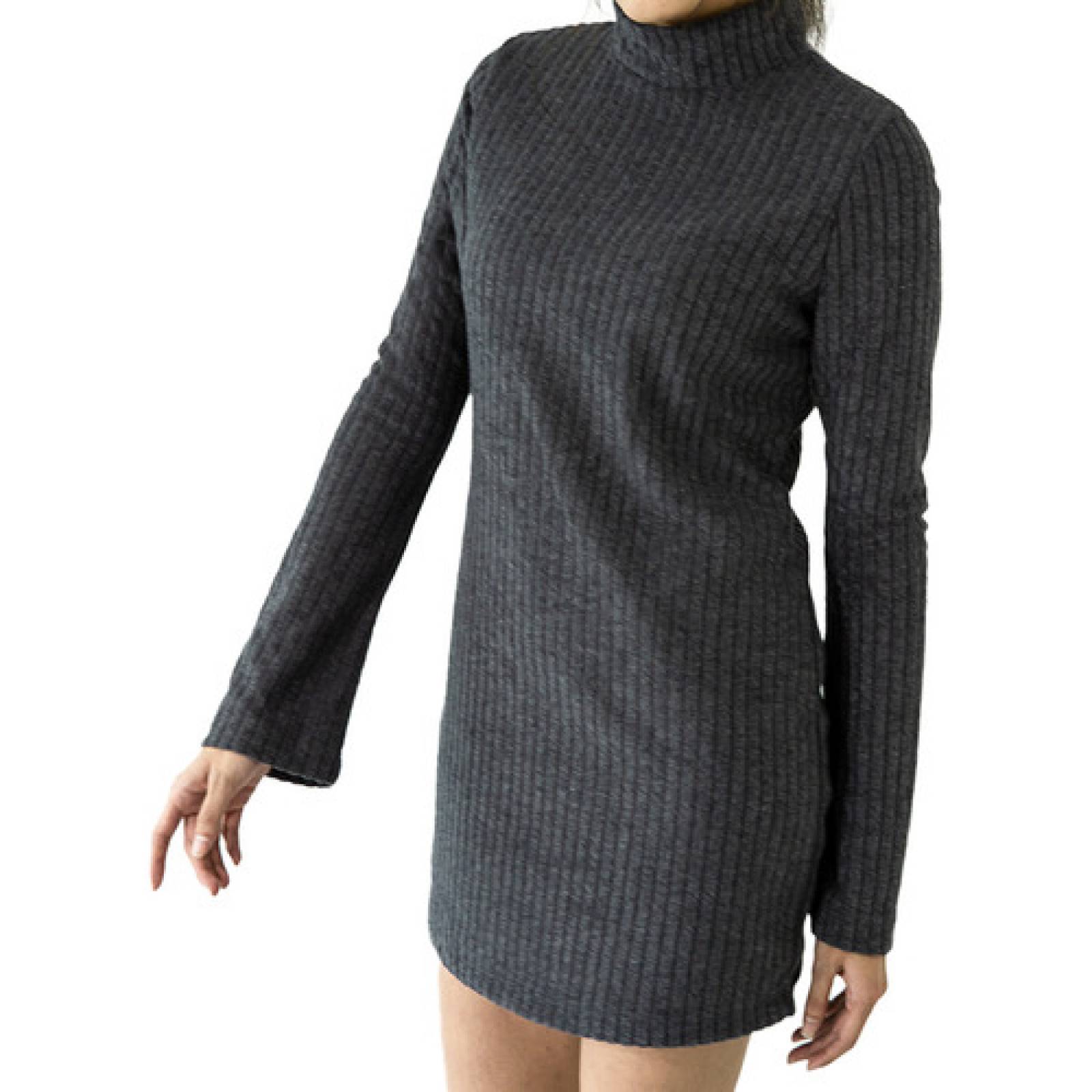 Vestido Corto De Cuello Alto Manga Larga Duradero Stretch