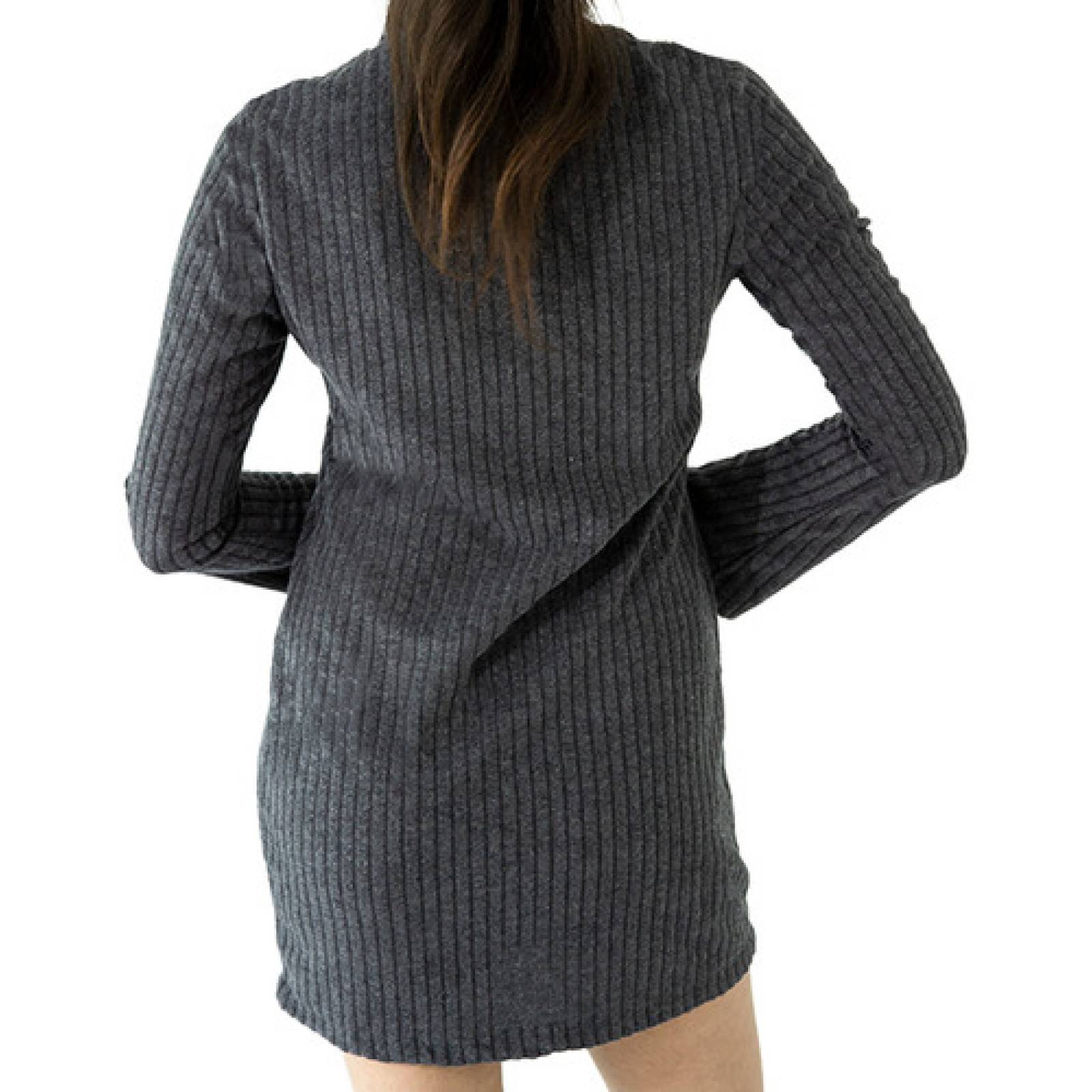 Vestido Corto De Cuello Alto Manga Larga Duradero Stretch