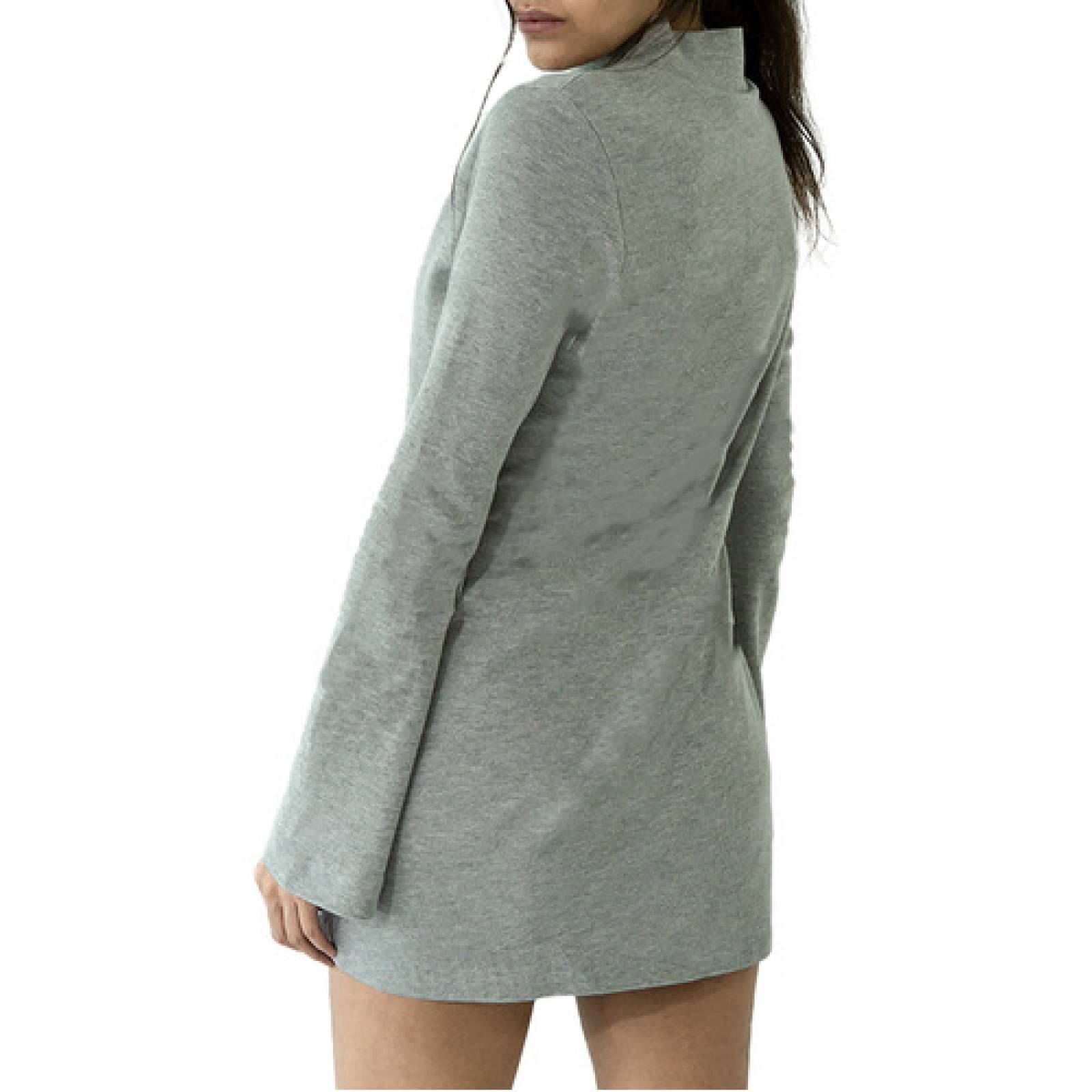 Vestido Corto De Cuello Alto Manga Larga 100% Algodon