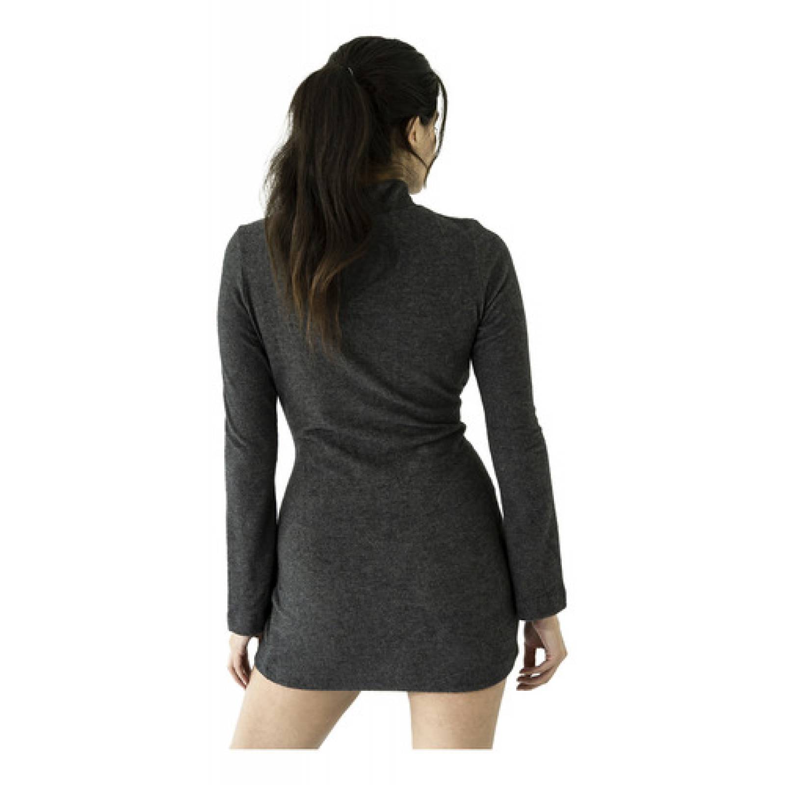 Vestido Corto De Cuello Alto Manga Larga Poliester Y Spandex