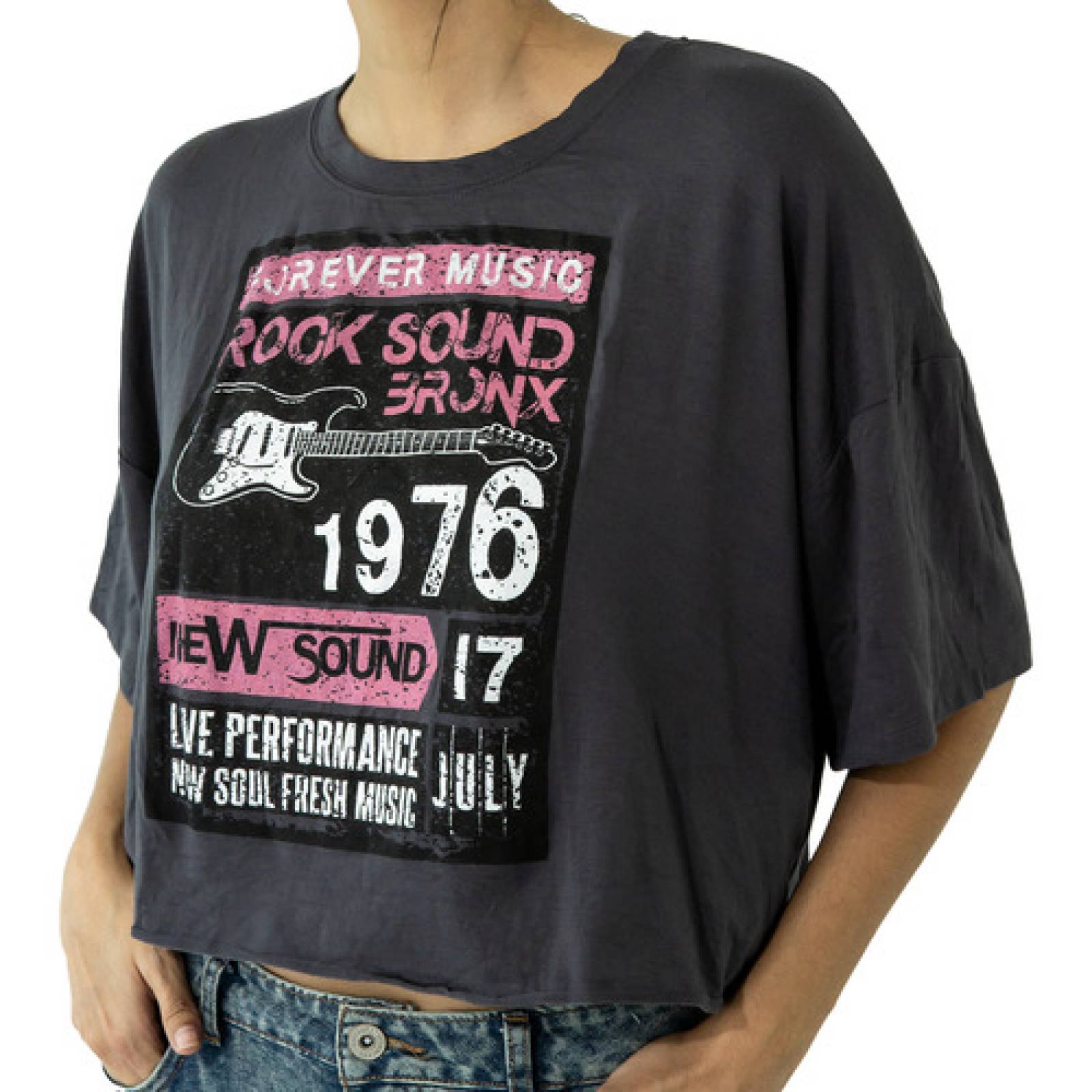 Playera Dama Mujer Relaxed Fit Estampada Rock