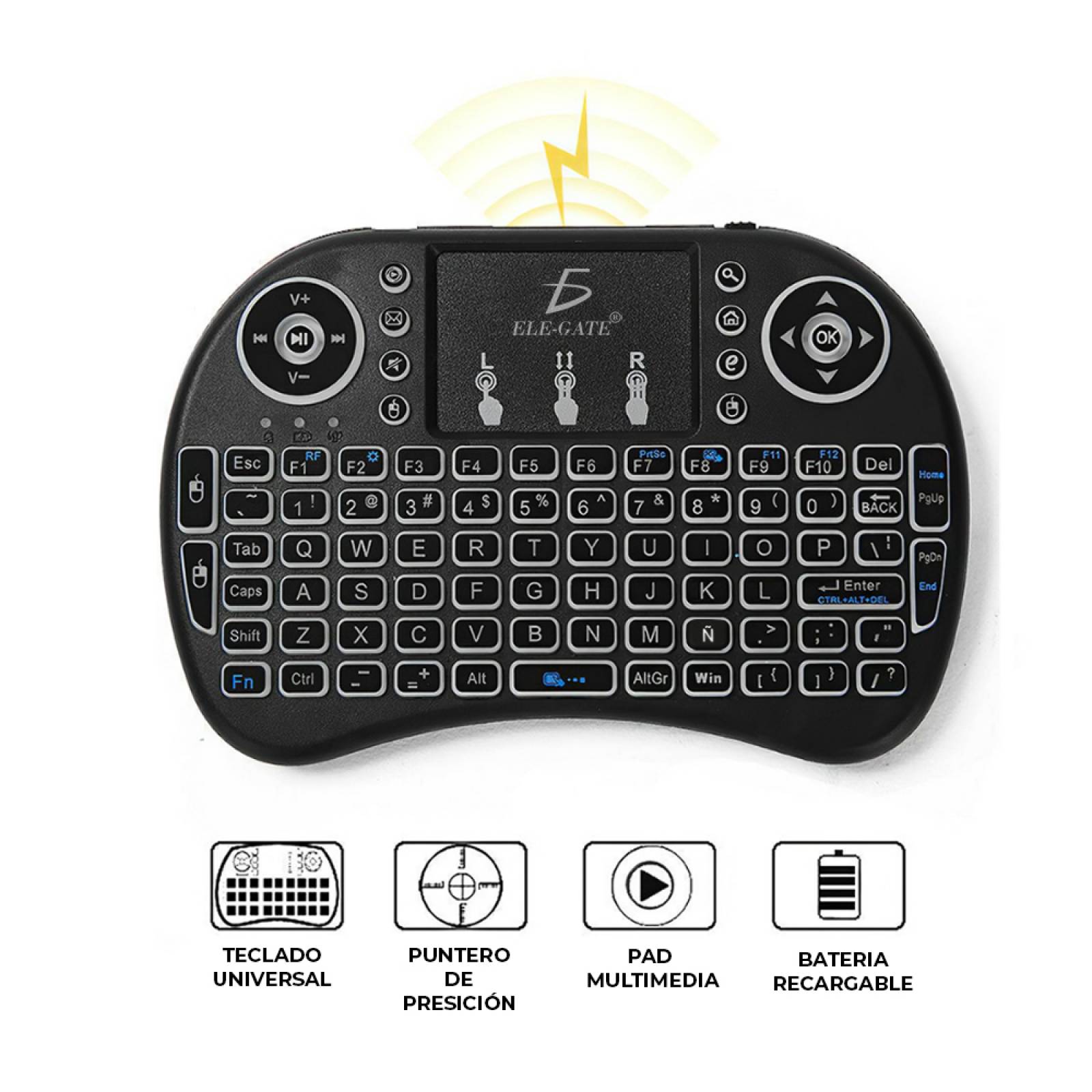 mini teclado inalambrico touchpad Español Tv Box
