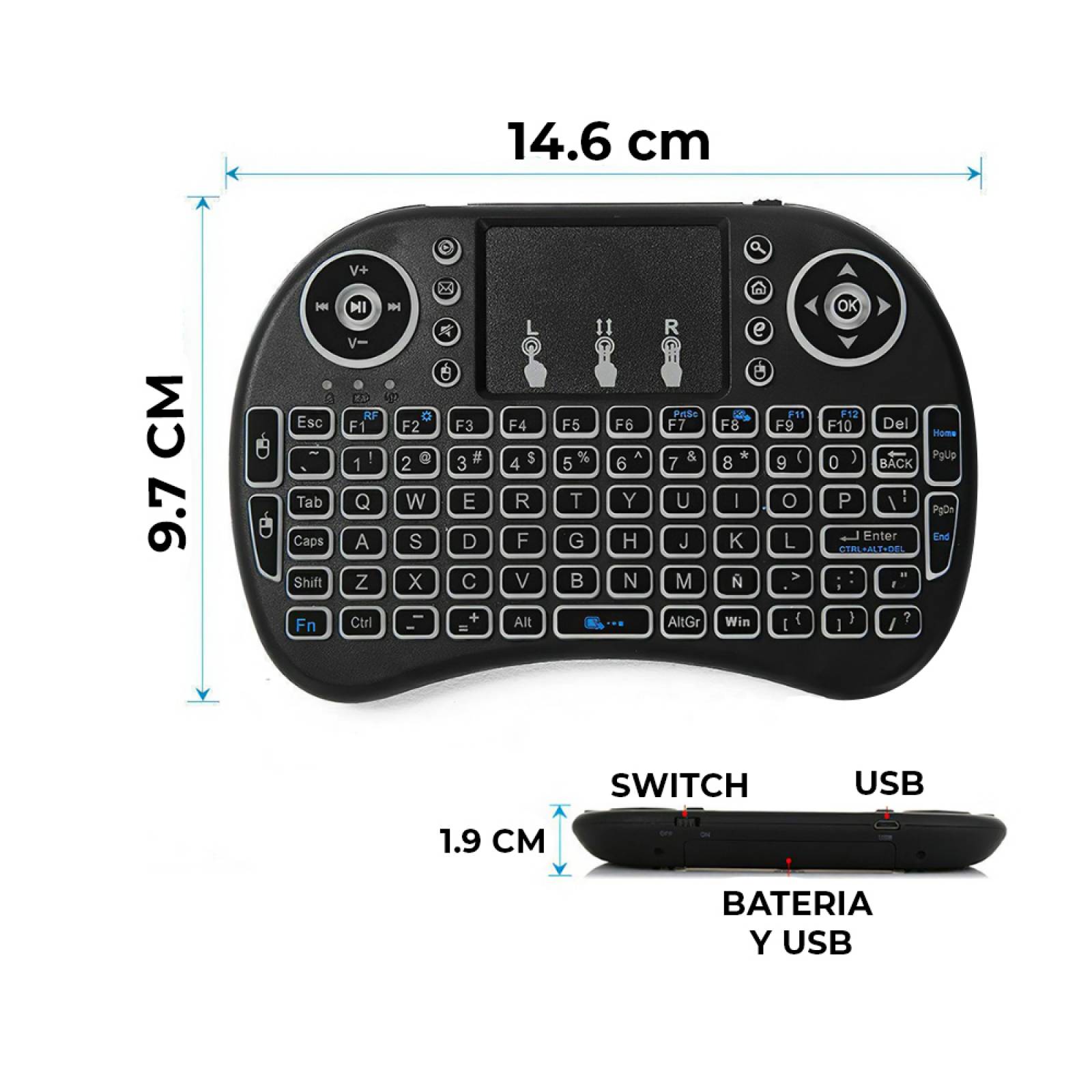 mini teclado inalambrico touchpad Español Tv Box