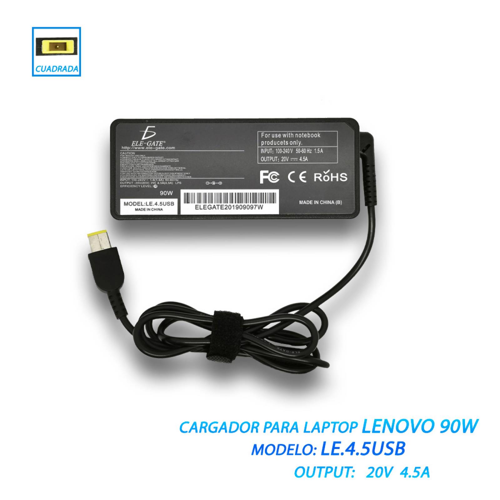 Cargador Laptop Lenovo 90w 20v 4.5a Usb Punta Cuadrada