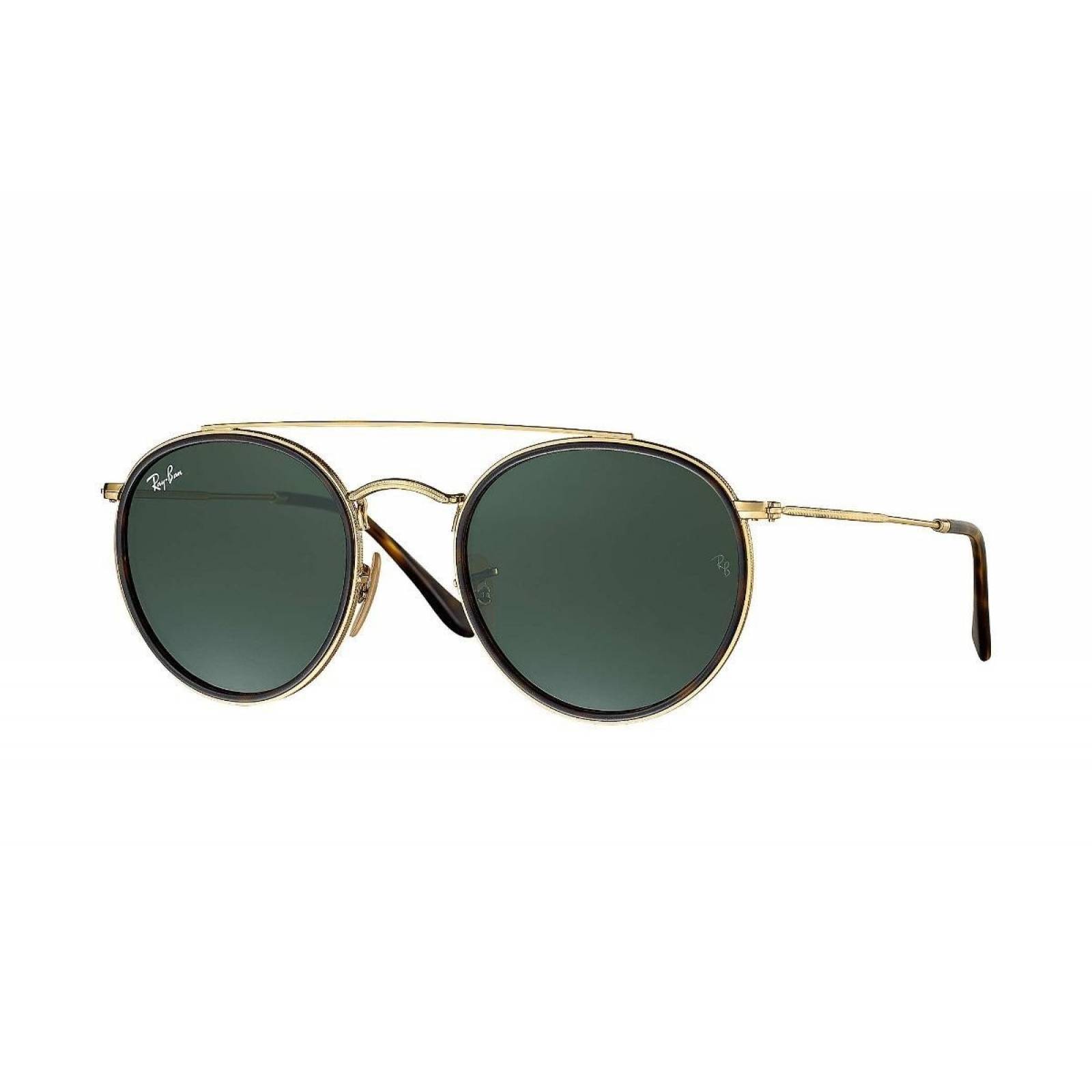 Ray Ban Rb3647n 001 Round Double Bridge Negro G-15 Dorado