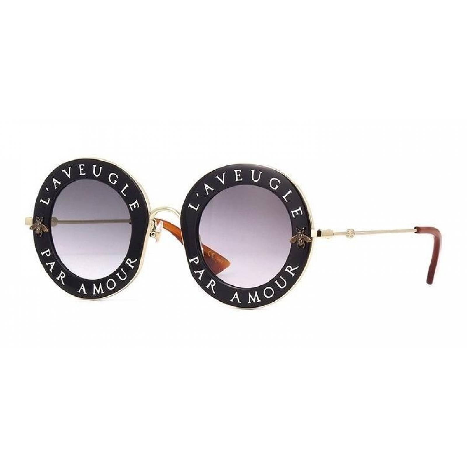 Gucci Gg0113s 001 Round L'aveugle Par Amour Gris Degradado