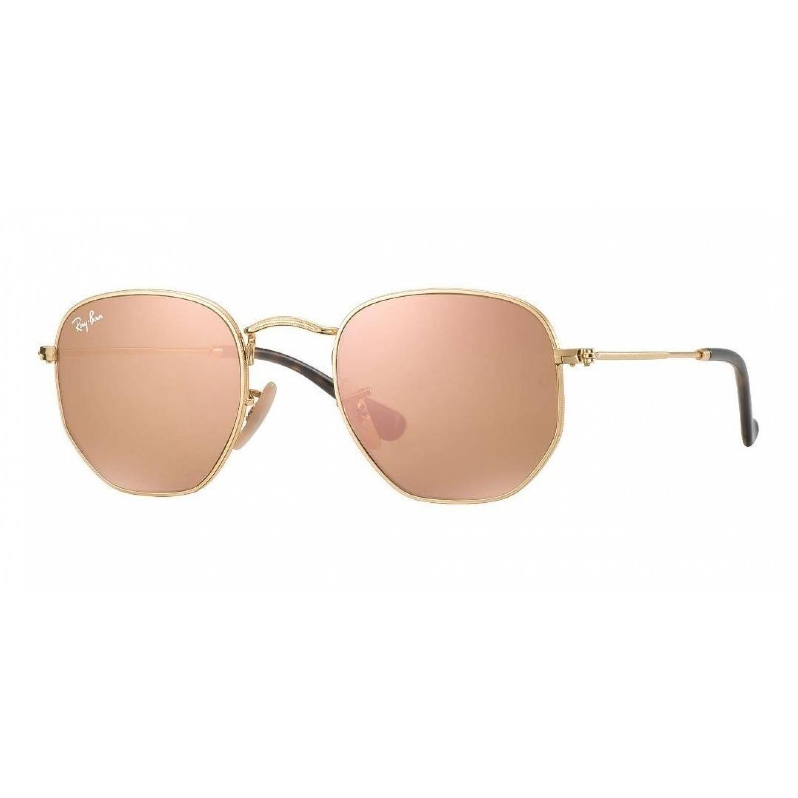 Ray Ban Rb3548n 001/z2 Hexagonal Rosa Espejo Dorado Original