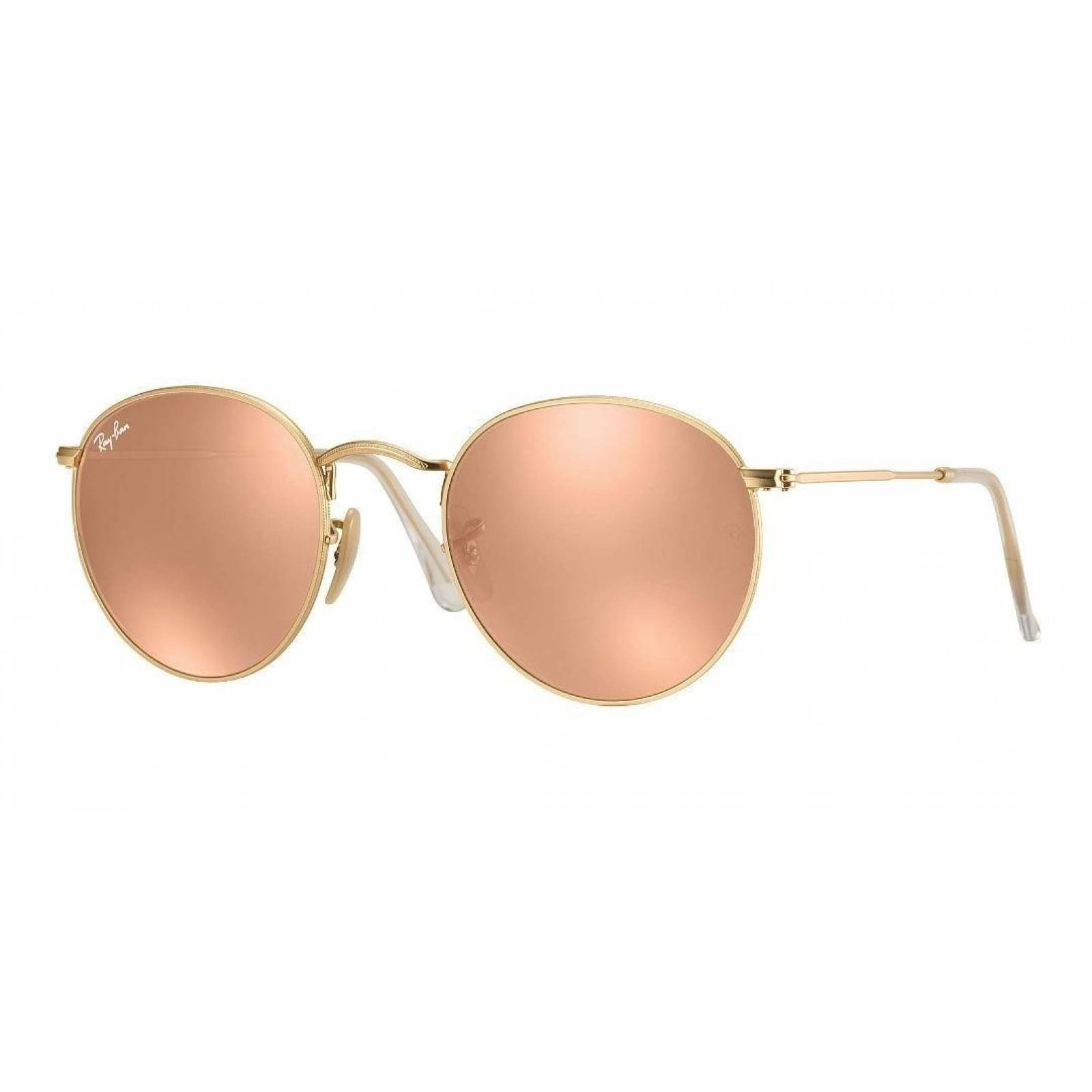 Ray Ban Rb3447 112/z2 Round Metal Rosa Espejo Dorado