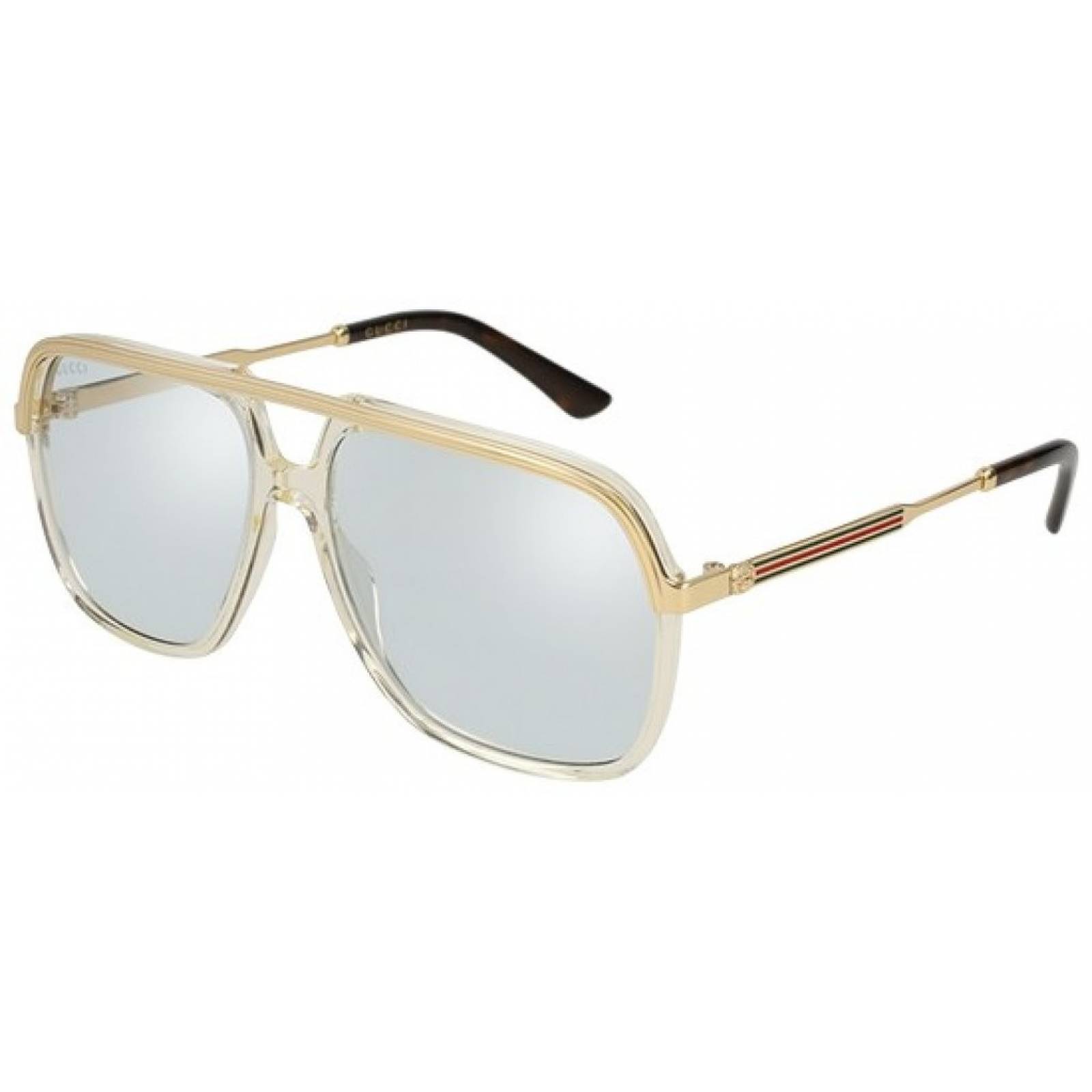 Gucci Gg0200S 005 Aviator Square Metal Plateado Dorado