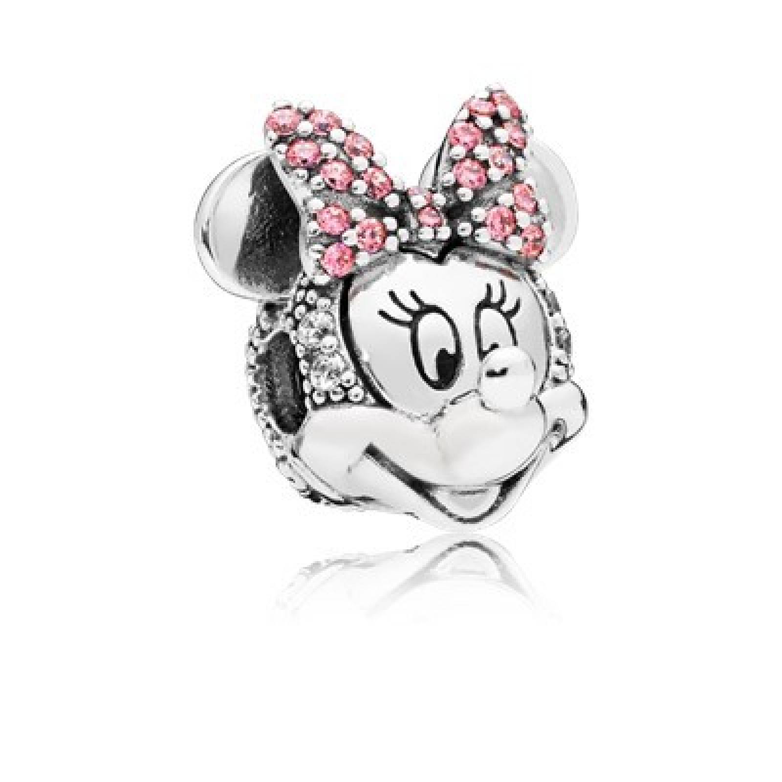 Charm Sujetador Minnie Mouse con moño rosa en pavé de Disney 797496CZS