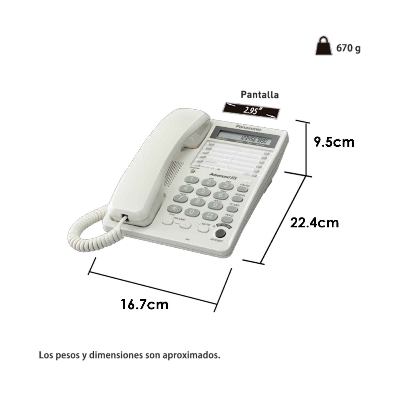 Teléfono Pantalla LCD Panasonic KX TS108MEW 1 Línea Altavoz