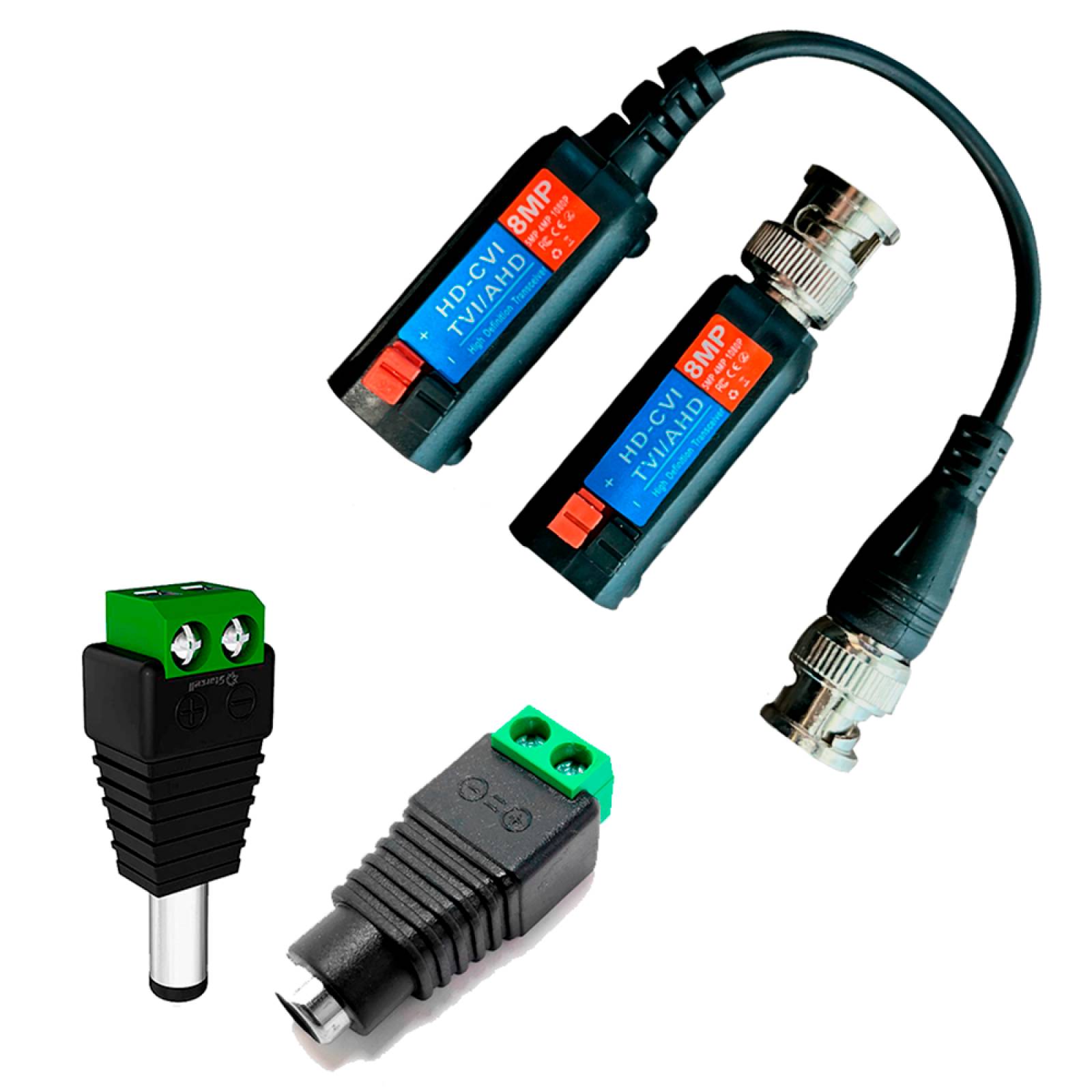 2 Par Balum Video AHD + Conectores Energia para camaras CCTV